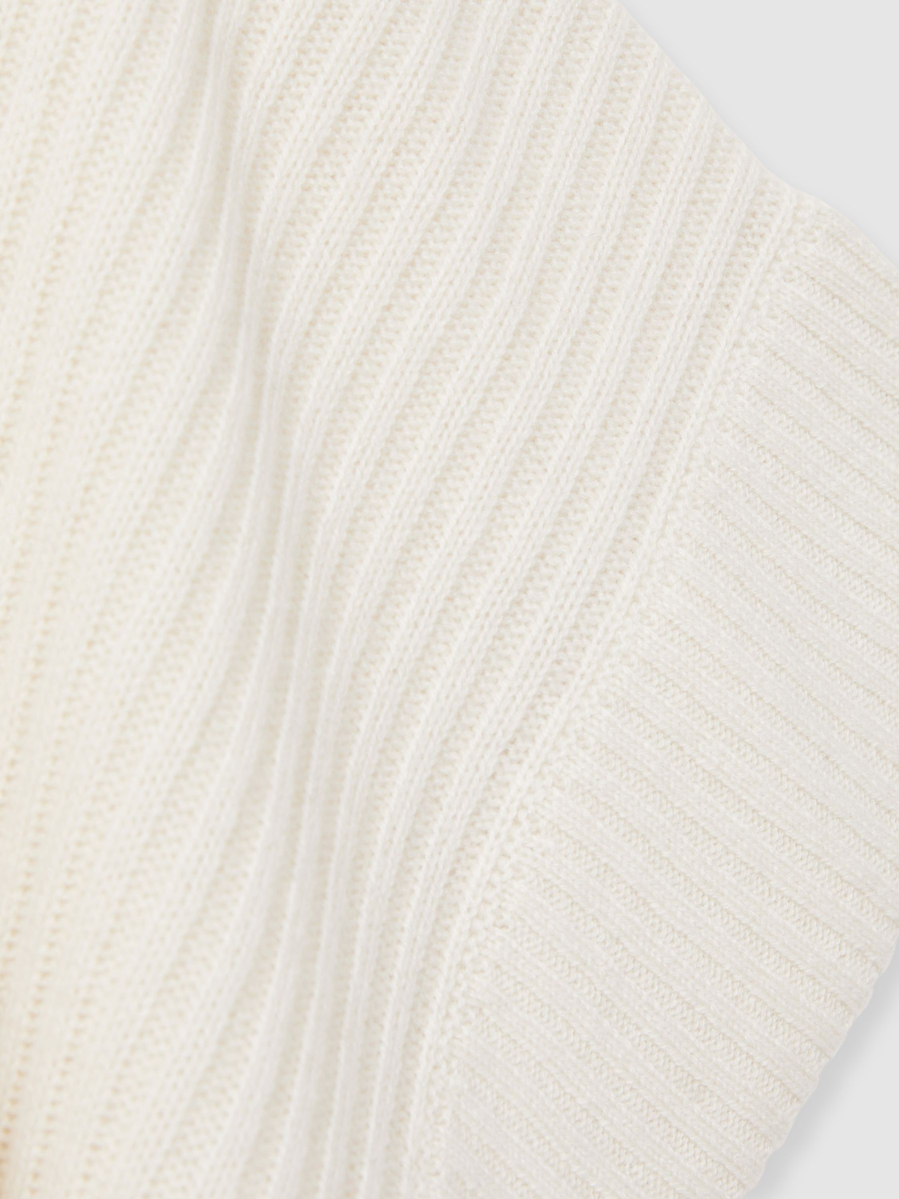 Wool Cashmere Ribbed Top in Cream