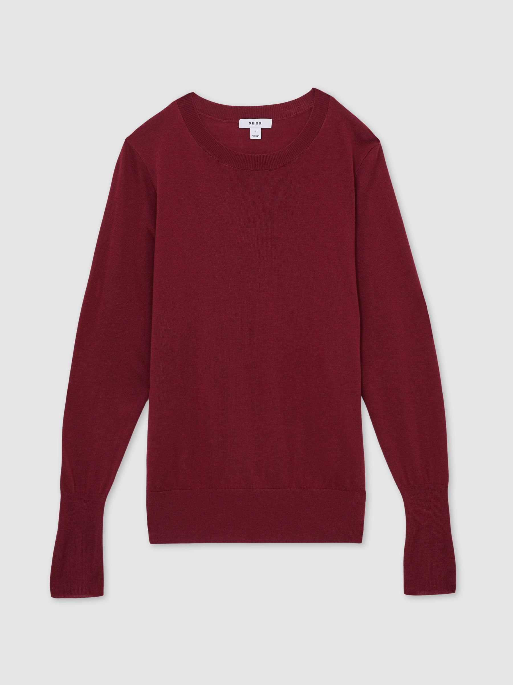 Fine-Knit Crew-Neck Jumper With Cashmere in Red