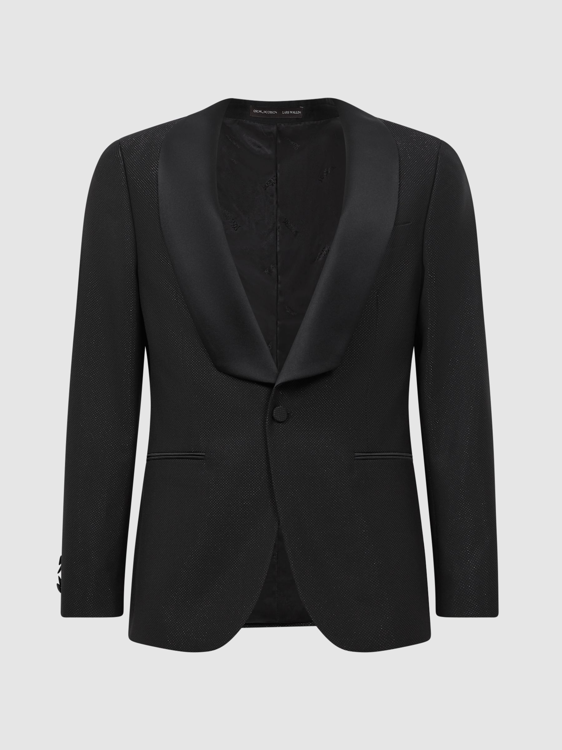 Oscar Jacobson Slim Fit Single Breasted Blazer in Black