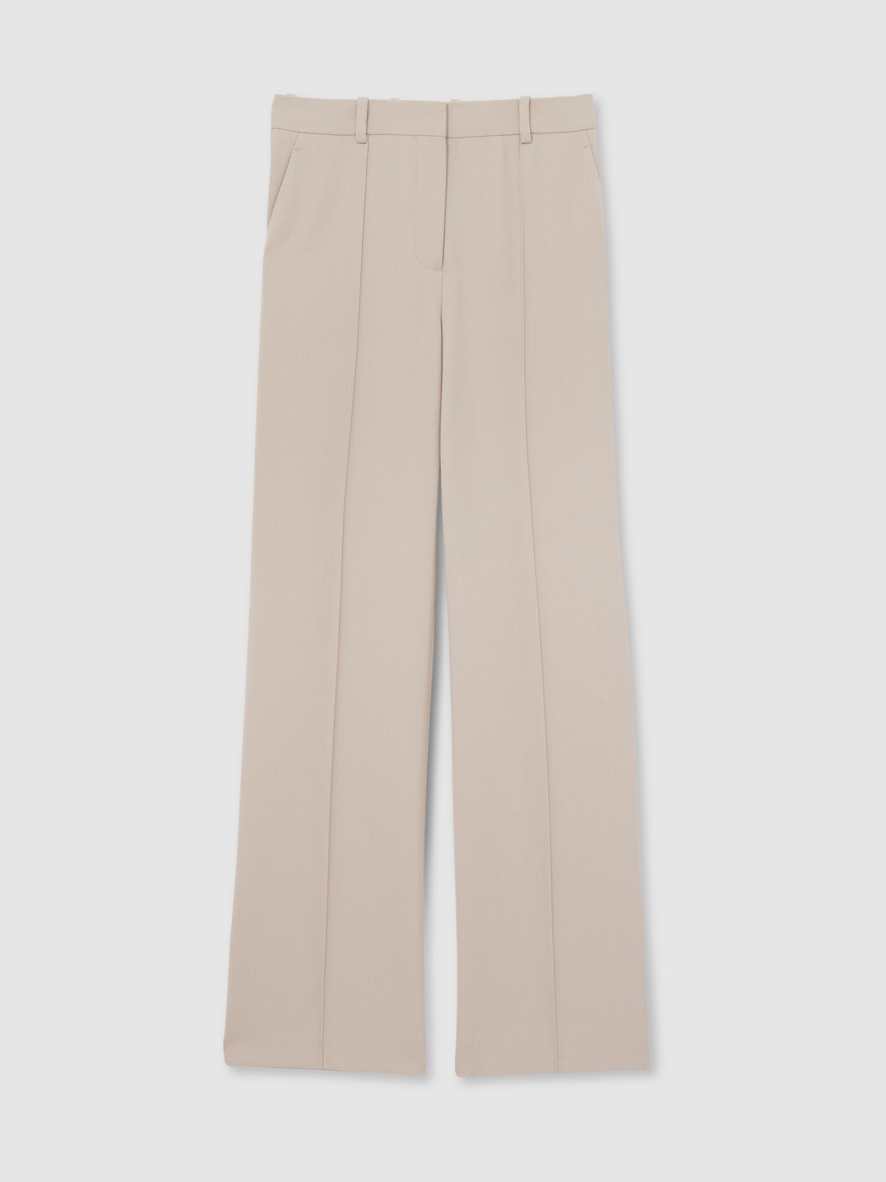 Straight-Leg Textured  Wool-Blend Suit Trousers in Neutral