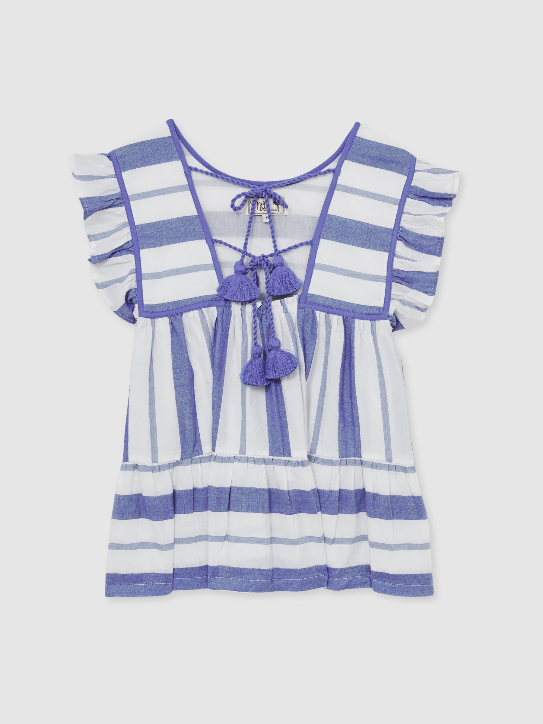 Mille Blue Stripe Peplum Top in Blue Stripe