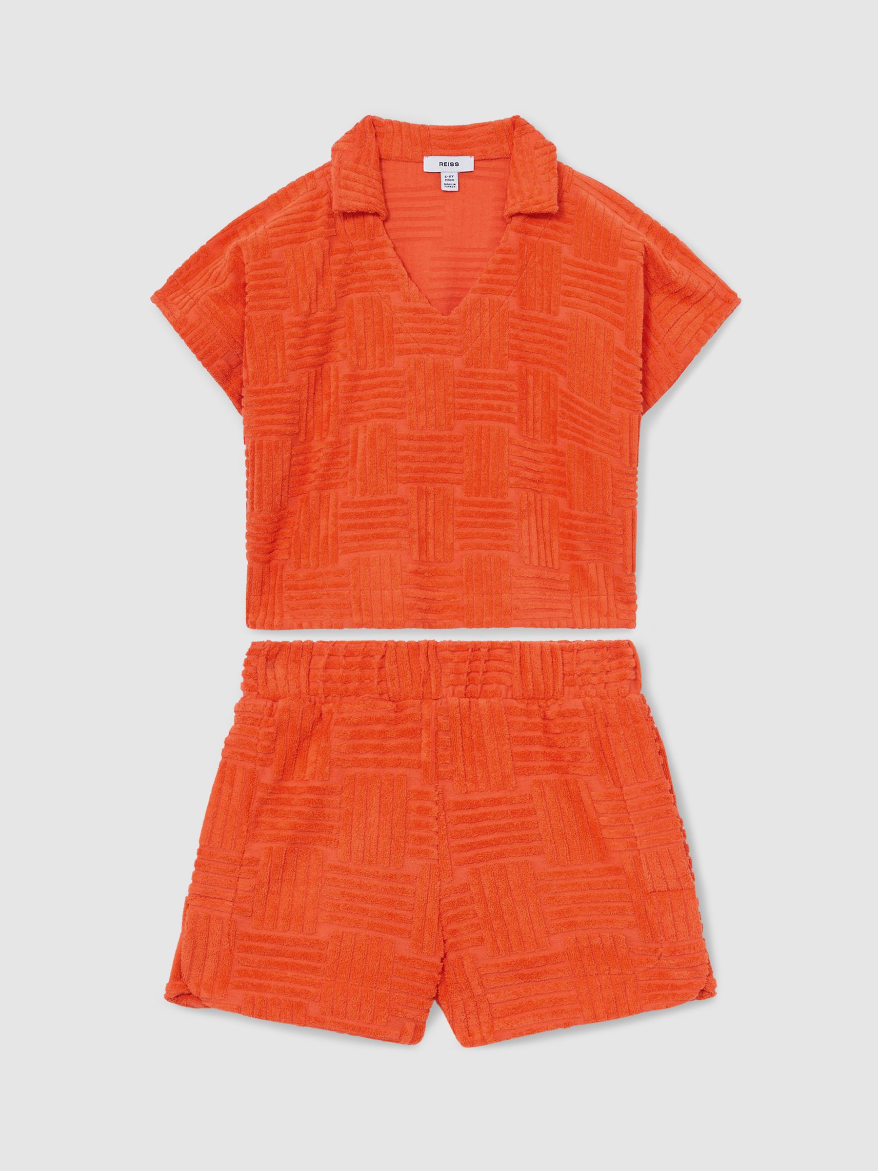 9-13 yrs Towelling Shirt And Shorts Set in Orange