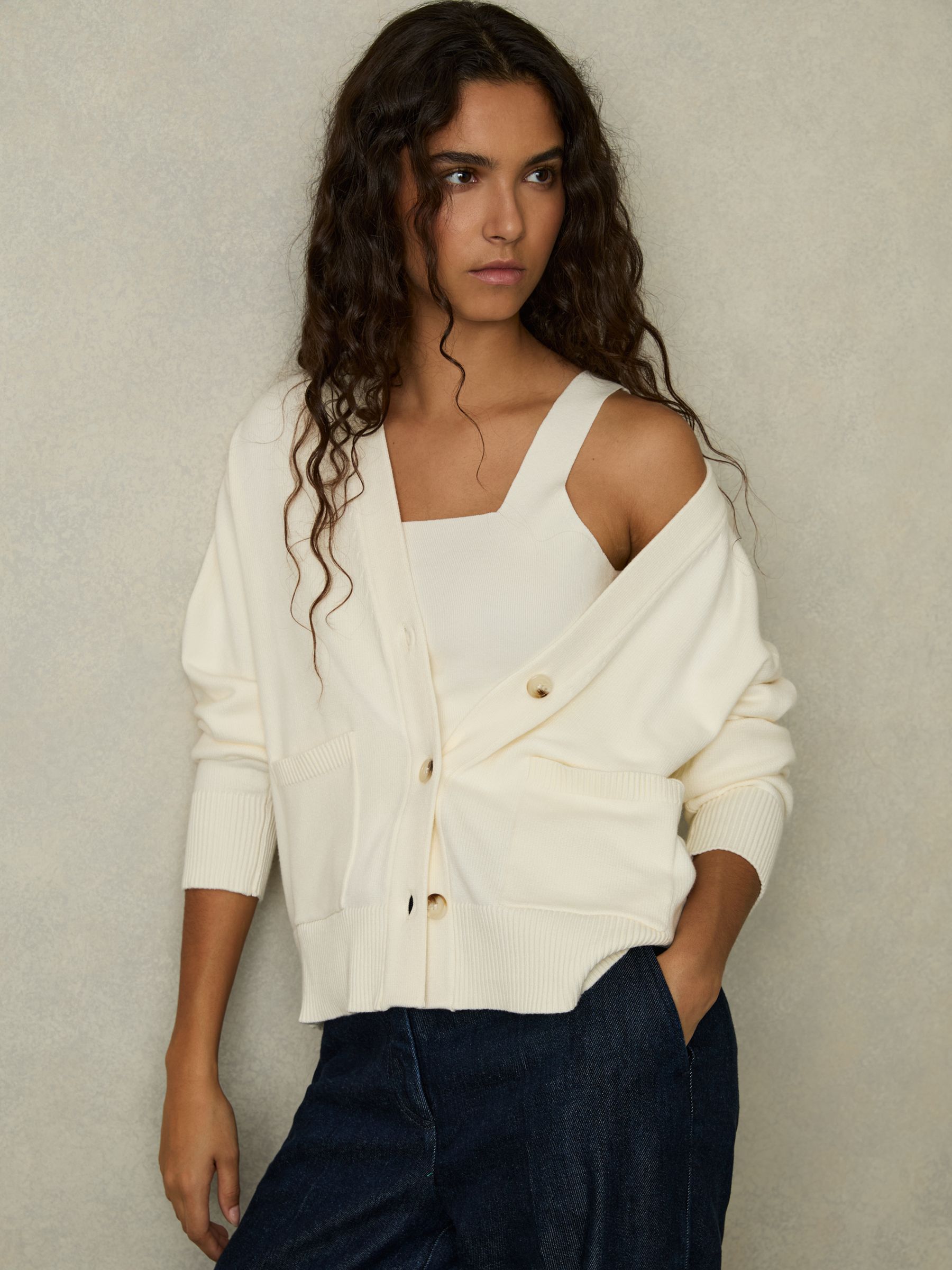 Chunky Knitted Cardigan in Ivory