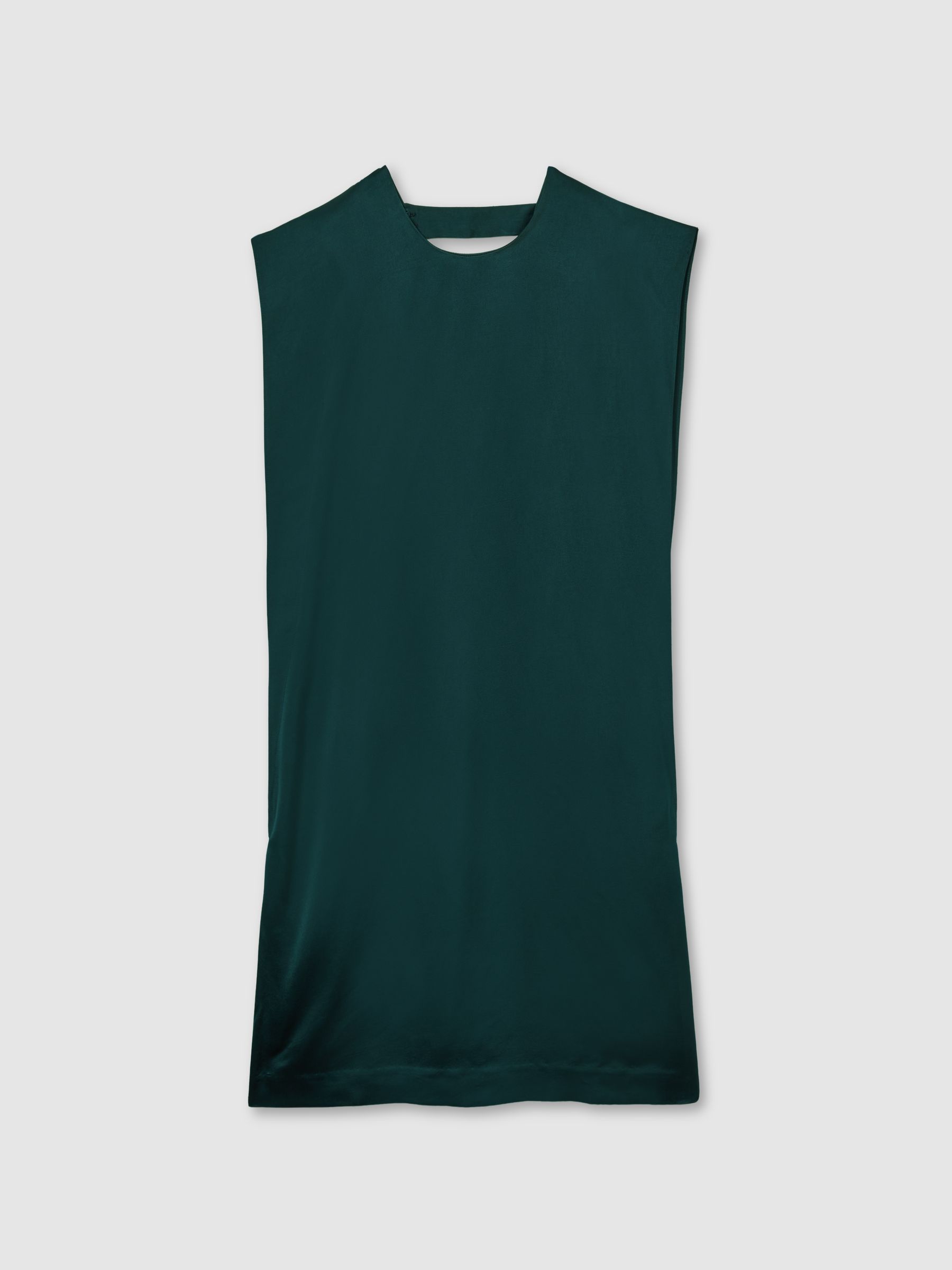 Satin Sleeveless Tunic Dress in Teal