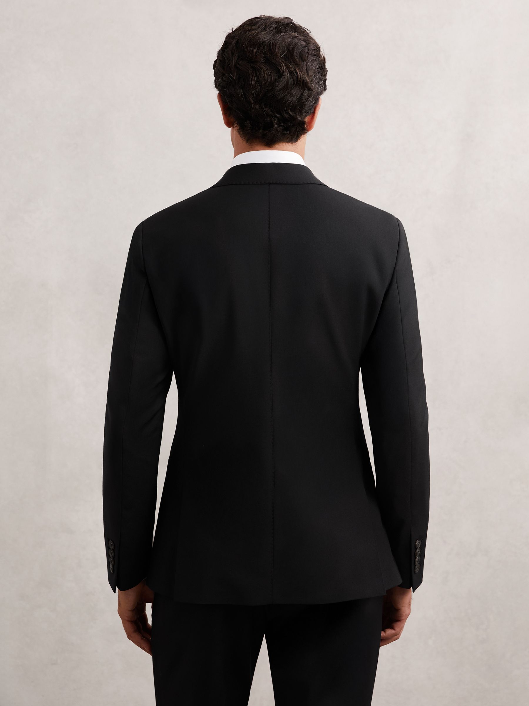 Wool-Blend Single-Breasted Suit Blazer Slim-Fit in Black