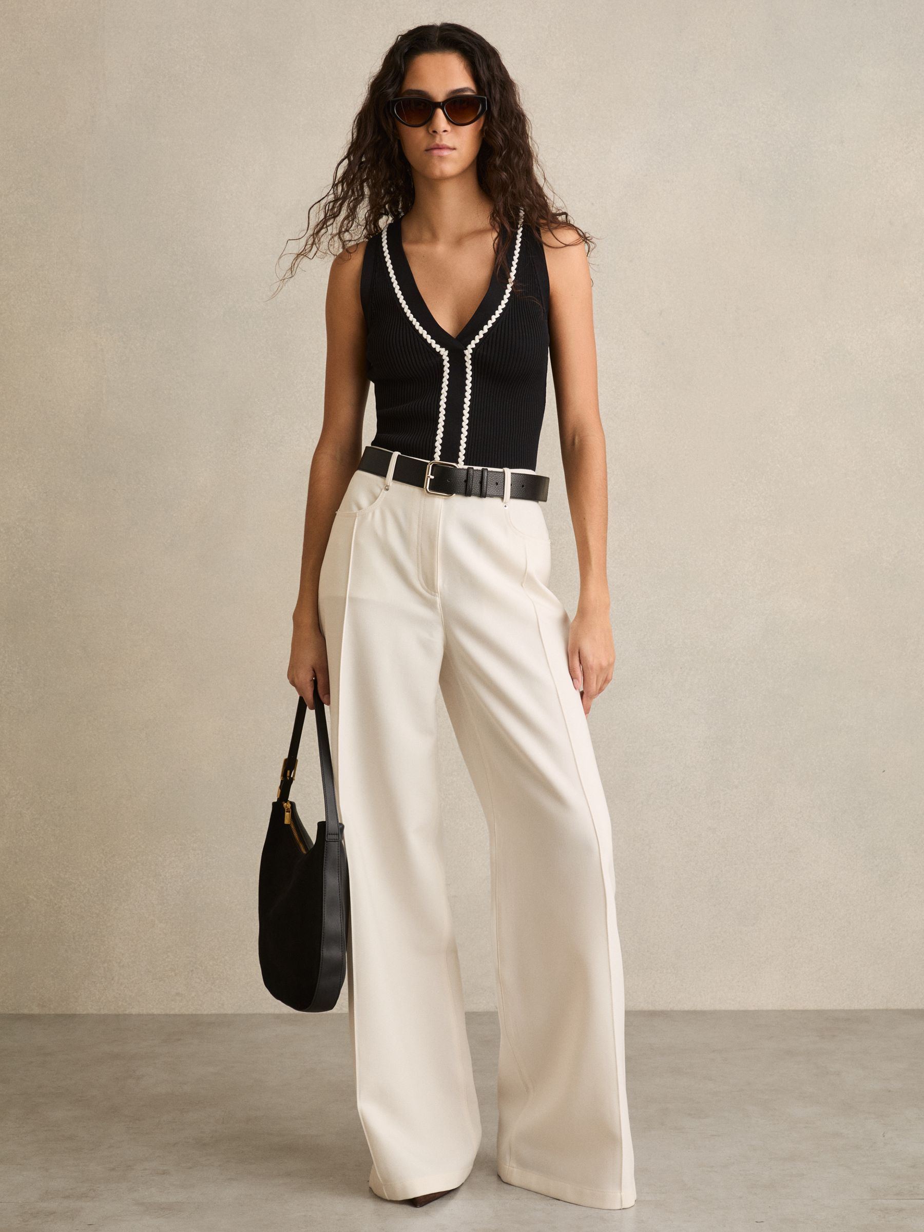 Palazzo Tailored Trousers in Ivory