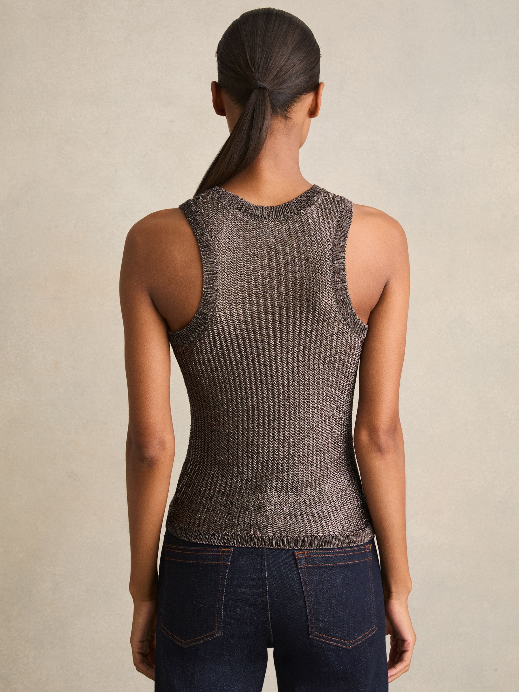 Metallic Knit Vest in Gunmetal