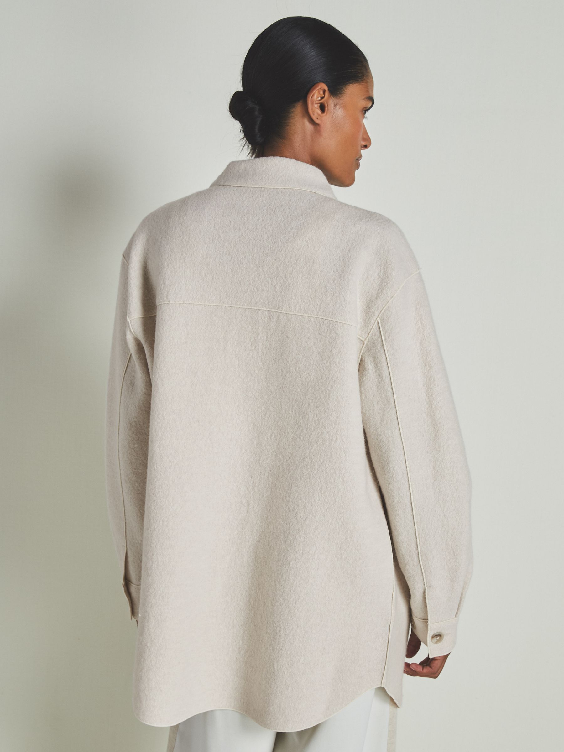 Reiss | Les 100 Ciels Boiled-Wool Bouclé Overshirt in Cream