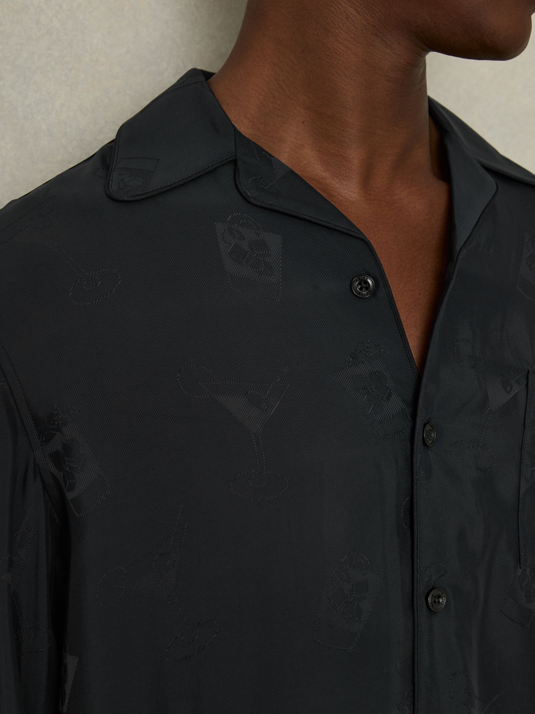 Cocktail-Jacquard Faille Shirt in Navy