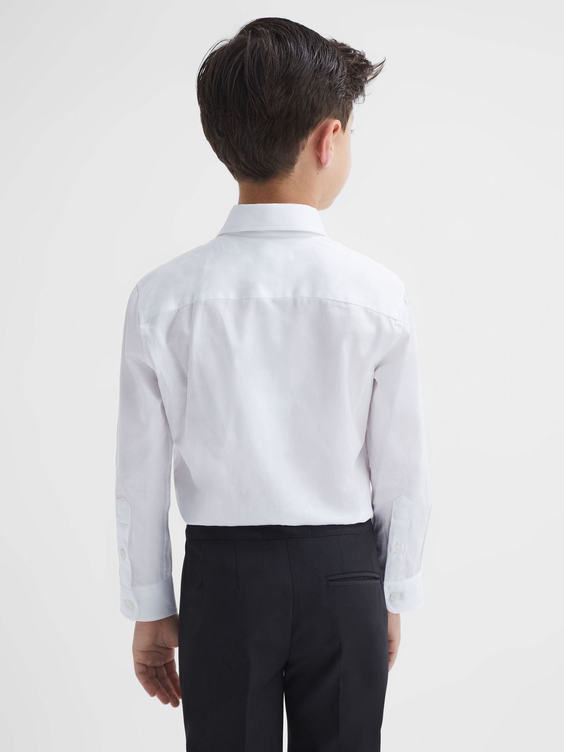 9-14 yrs Slim Fit Textured Bib Dinner Shirt in White