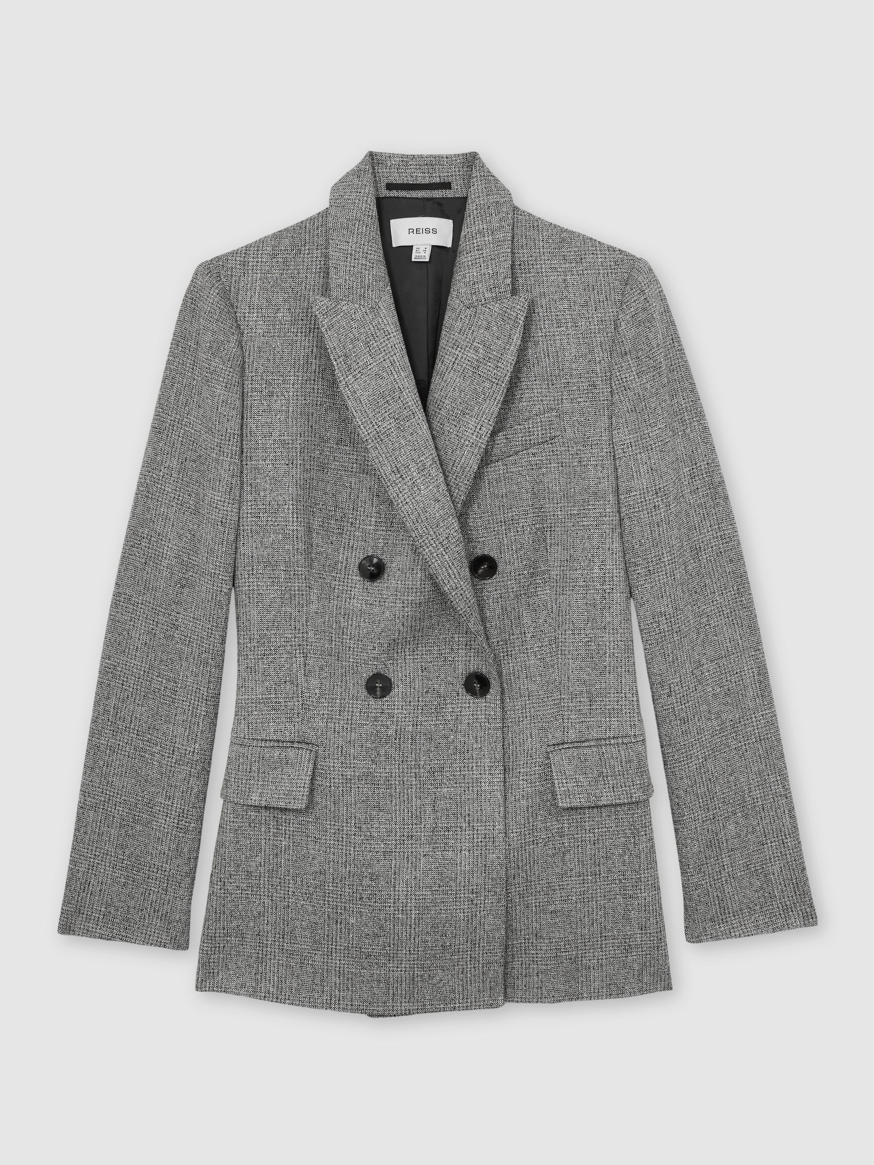 Double-Breasted Textured Suit Blazer in Grey