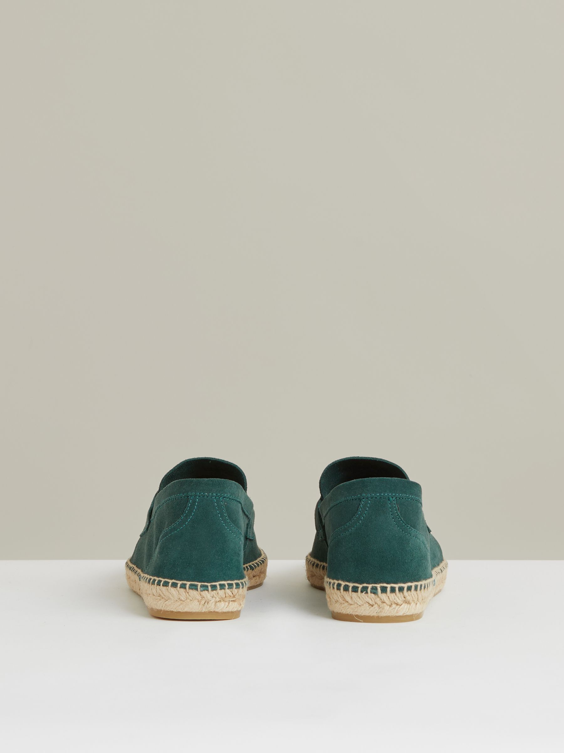 Suede Penny-Strap Espadrilles in Light Teal