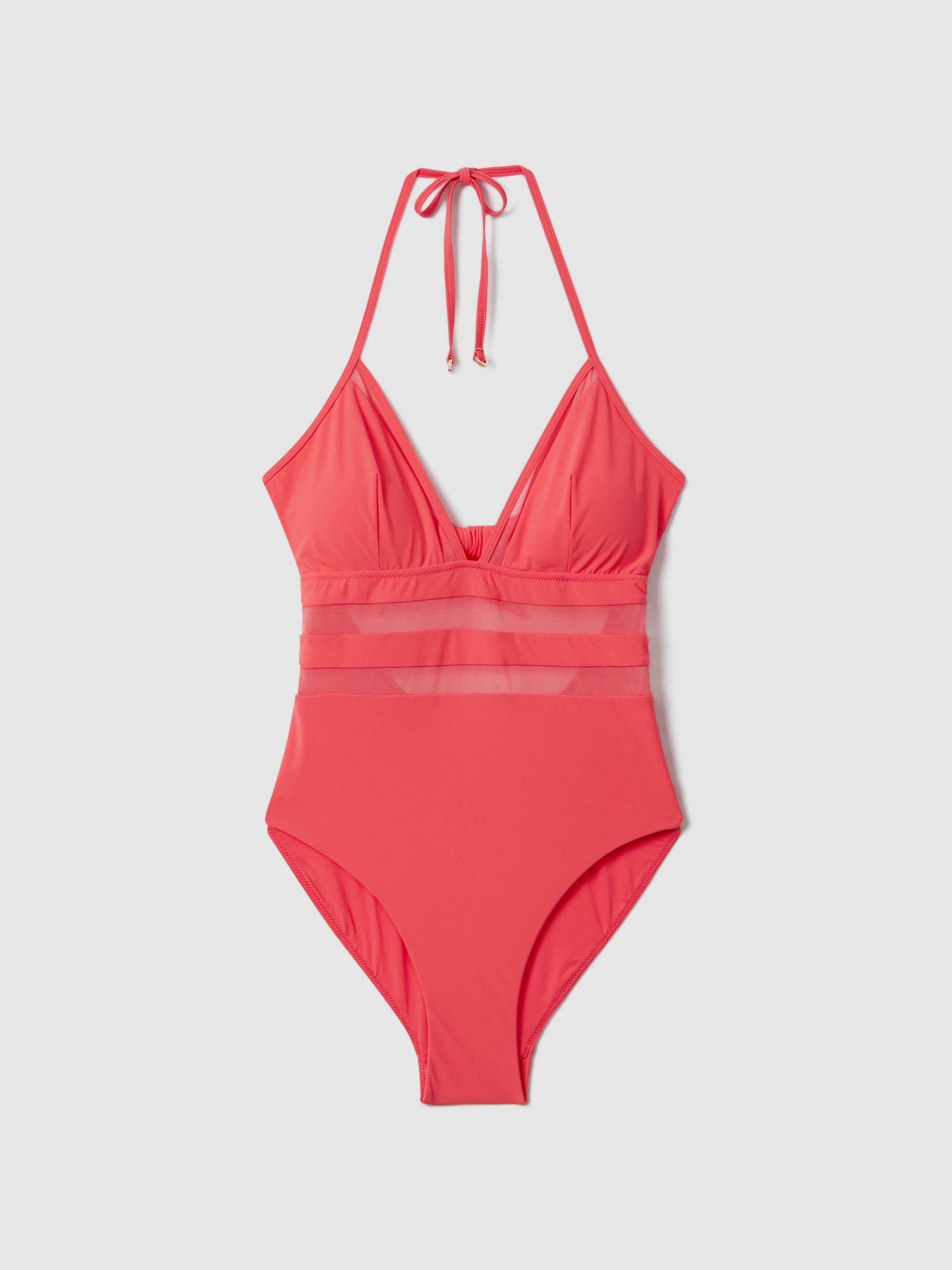 Mesh Tie Back Swimsuit in Coral