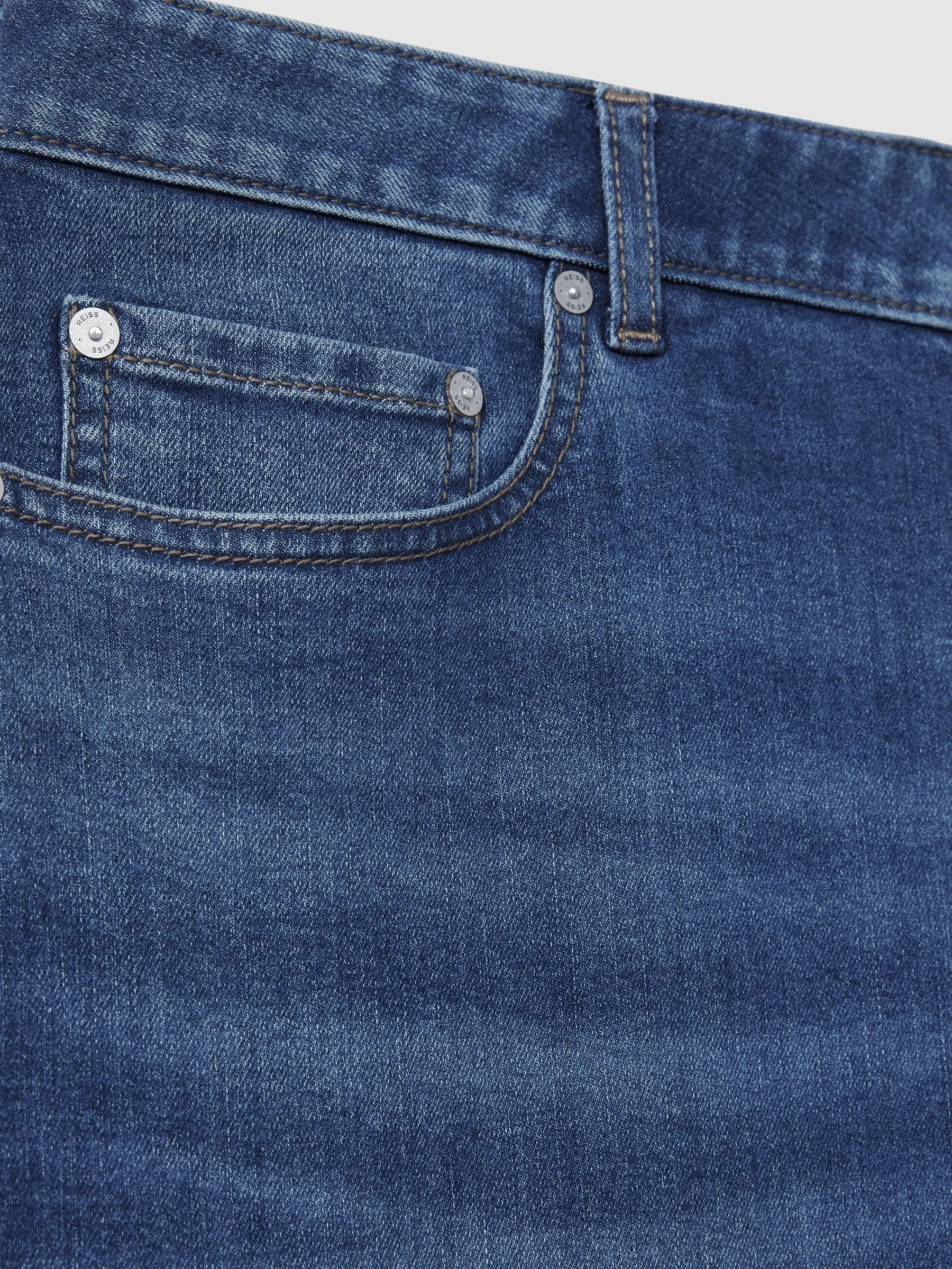 Tapered Slim-Fit Jeans in Mid Blue Wash