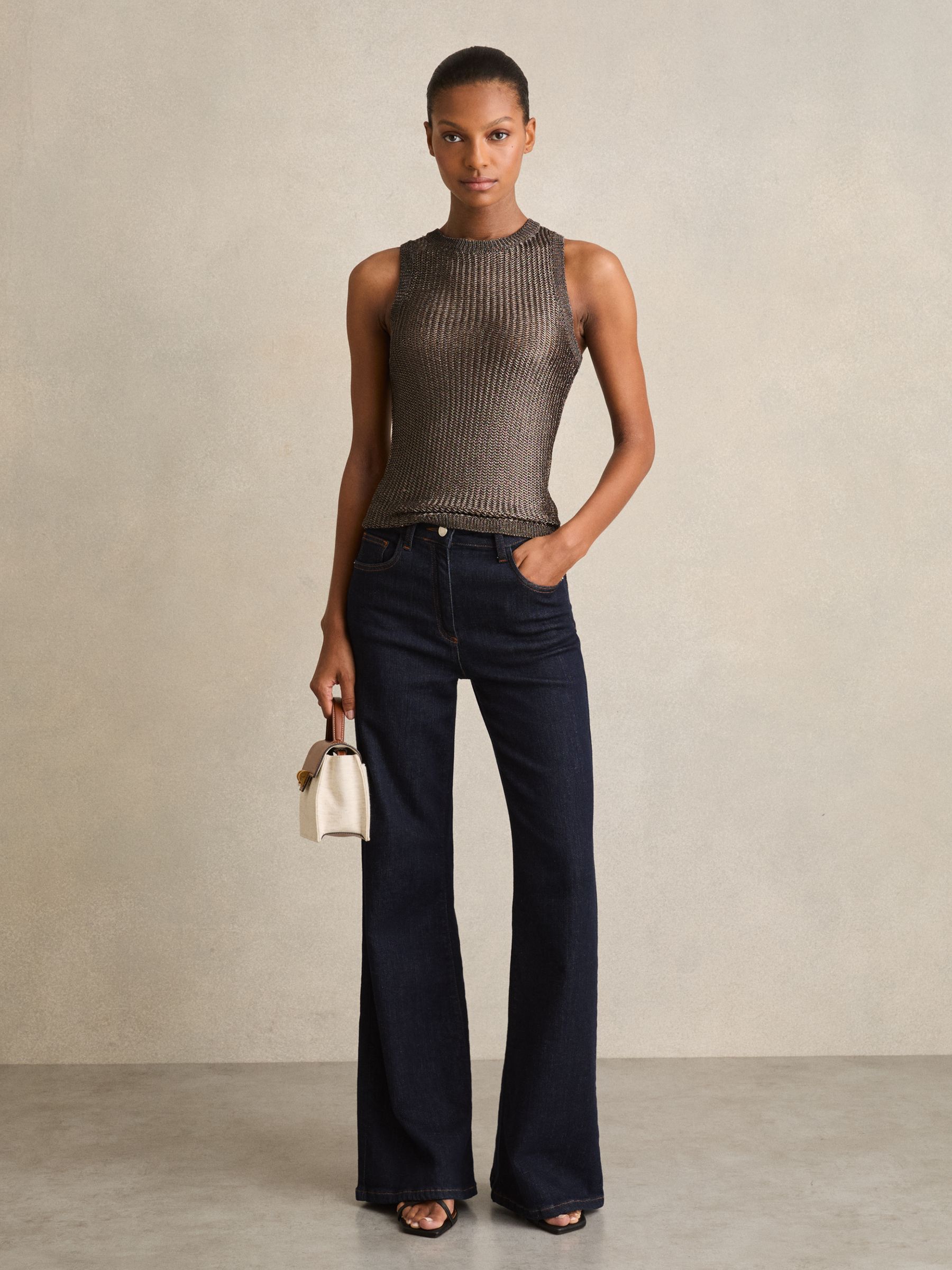 Metallic Knit Vest in Gunmetal