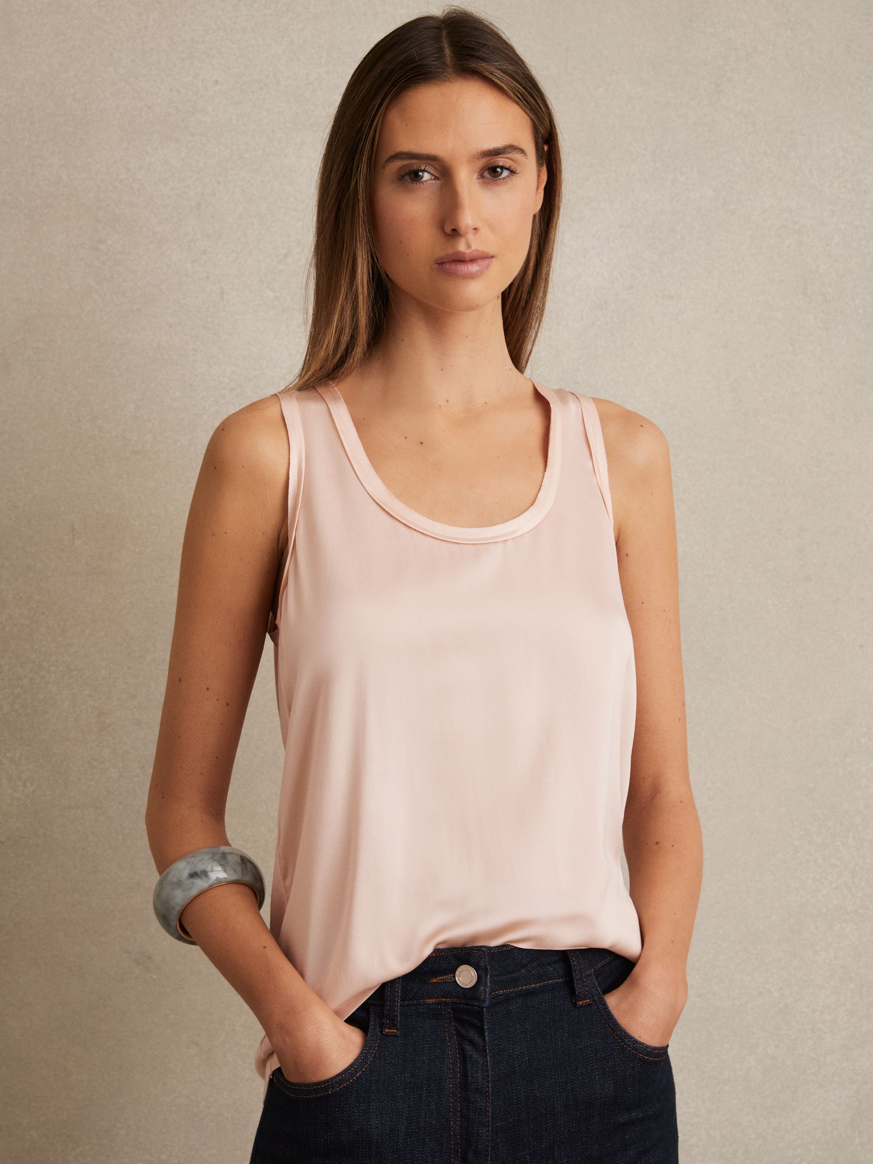 Silk Front Vest in Nude