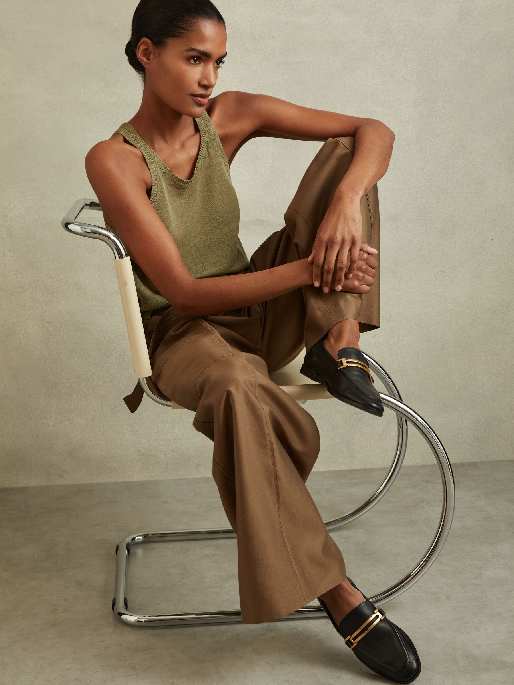 Leather Rounded Loafers in Black