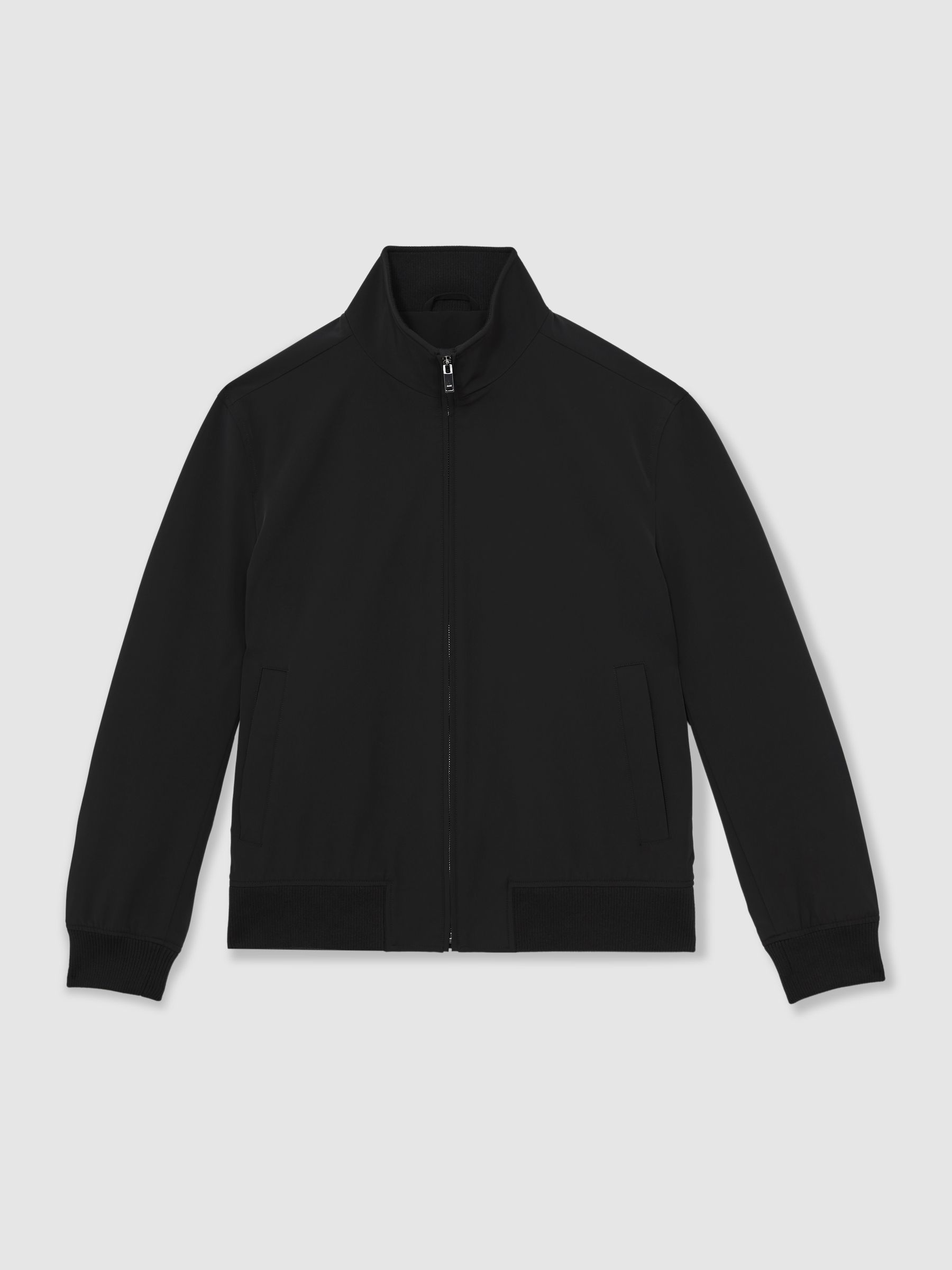 Funnel-Neck Technical Jacket in Black