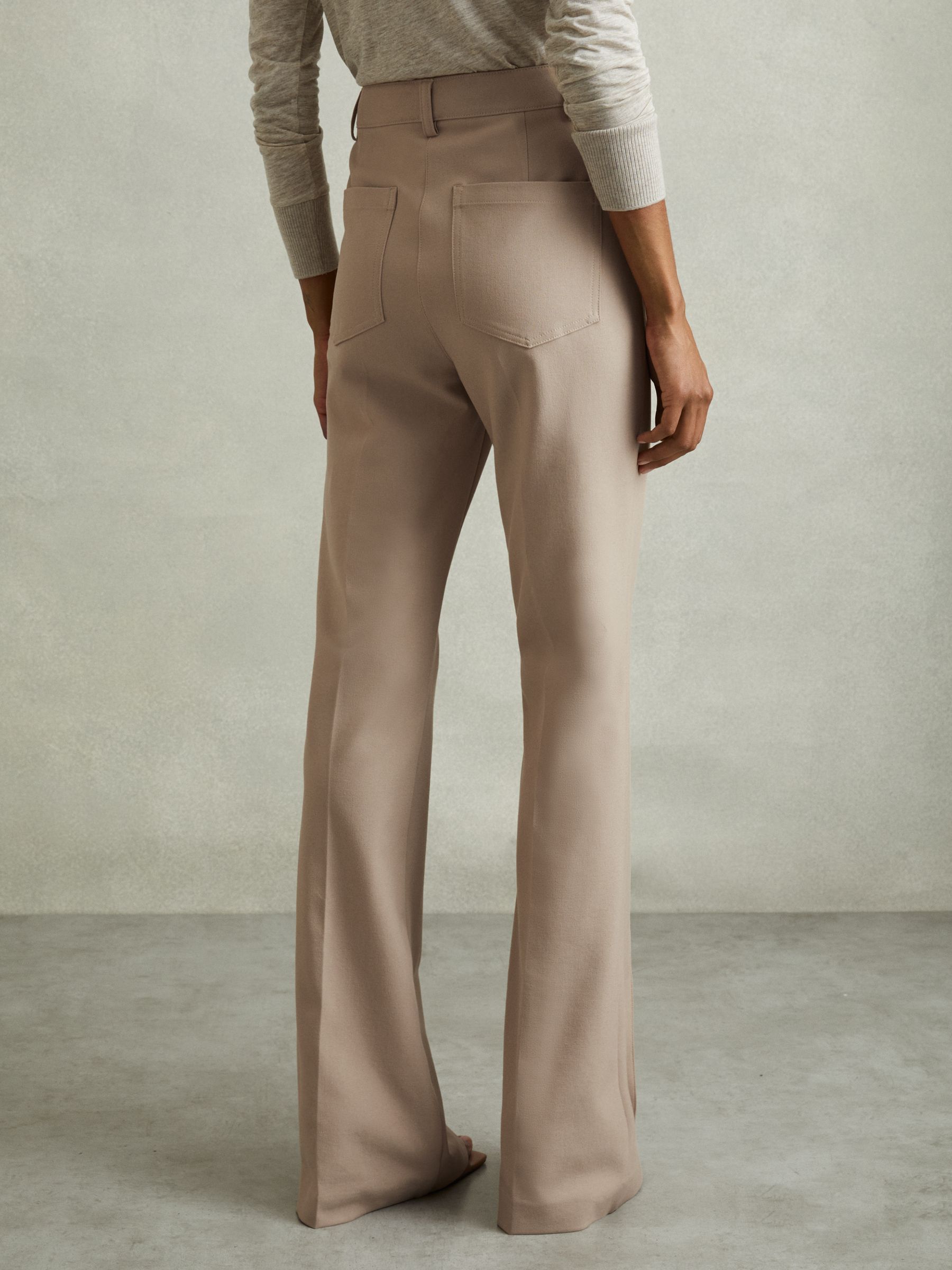 High Rise Flared Trousers in Neutral