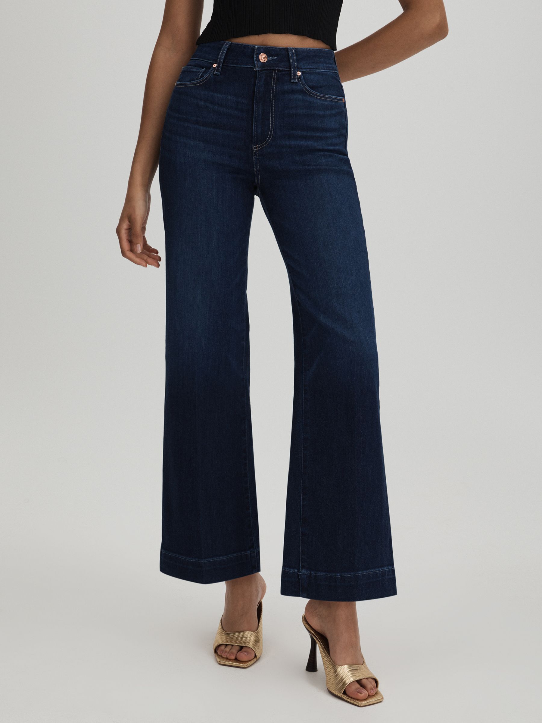Paige Flared Cropped Jeans in Symbolism Blue
