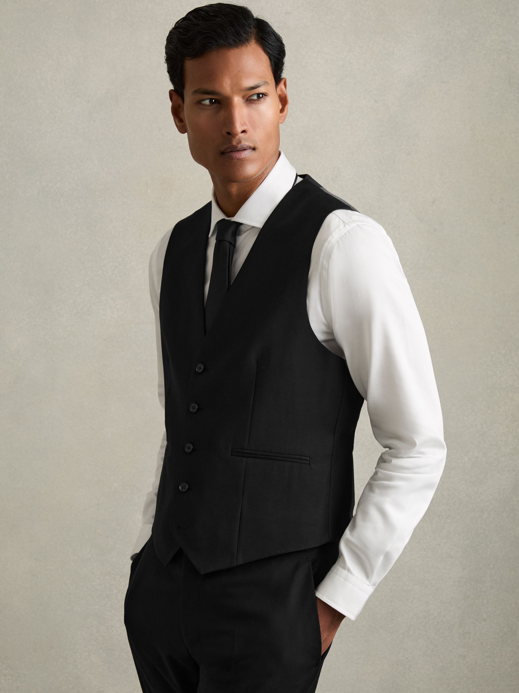 Slim-Fit Wool Suit Waistcoat in Black