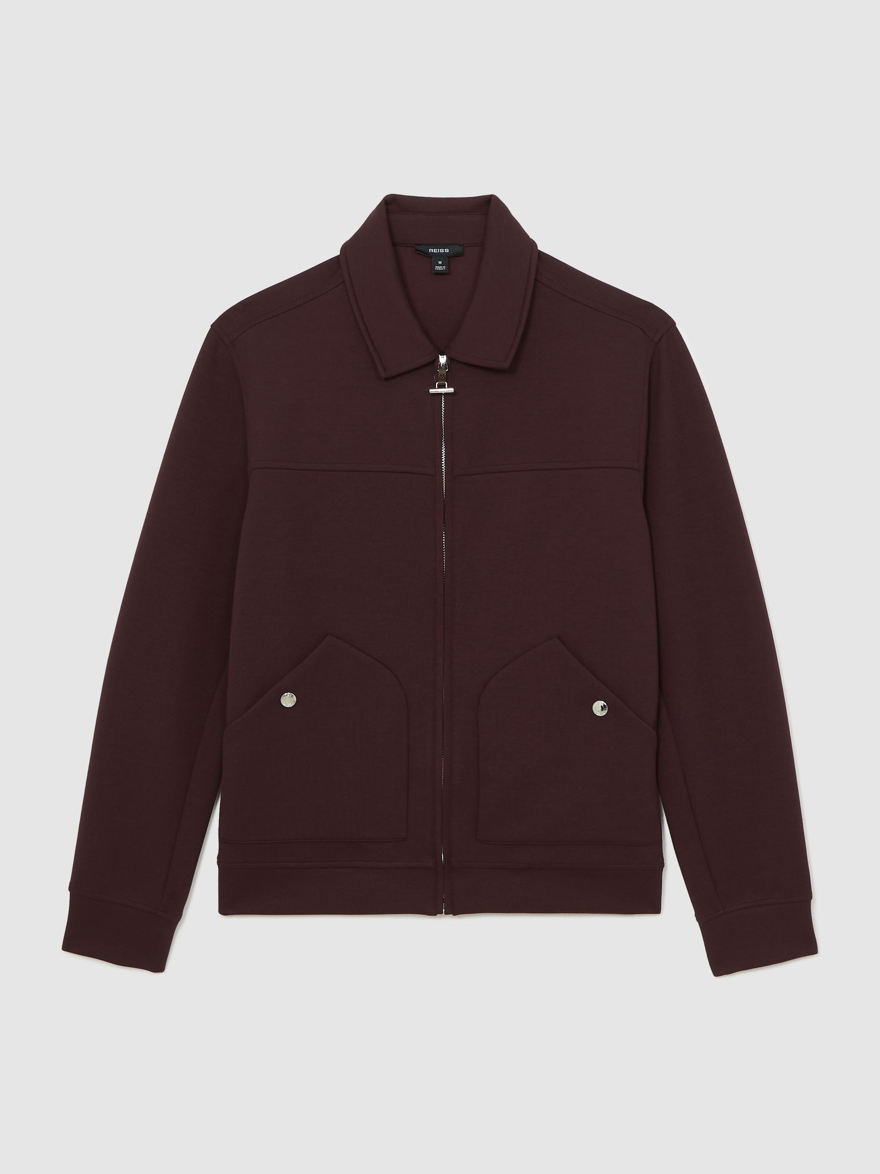 Interlock Zip Through Overshirt in Cherry Red