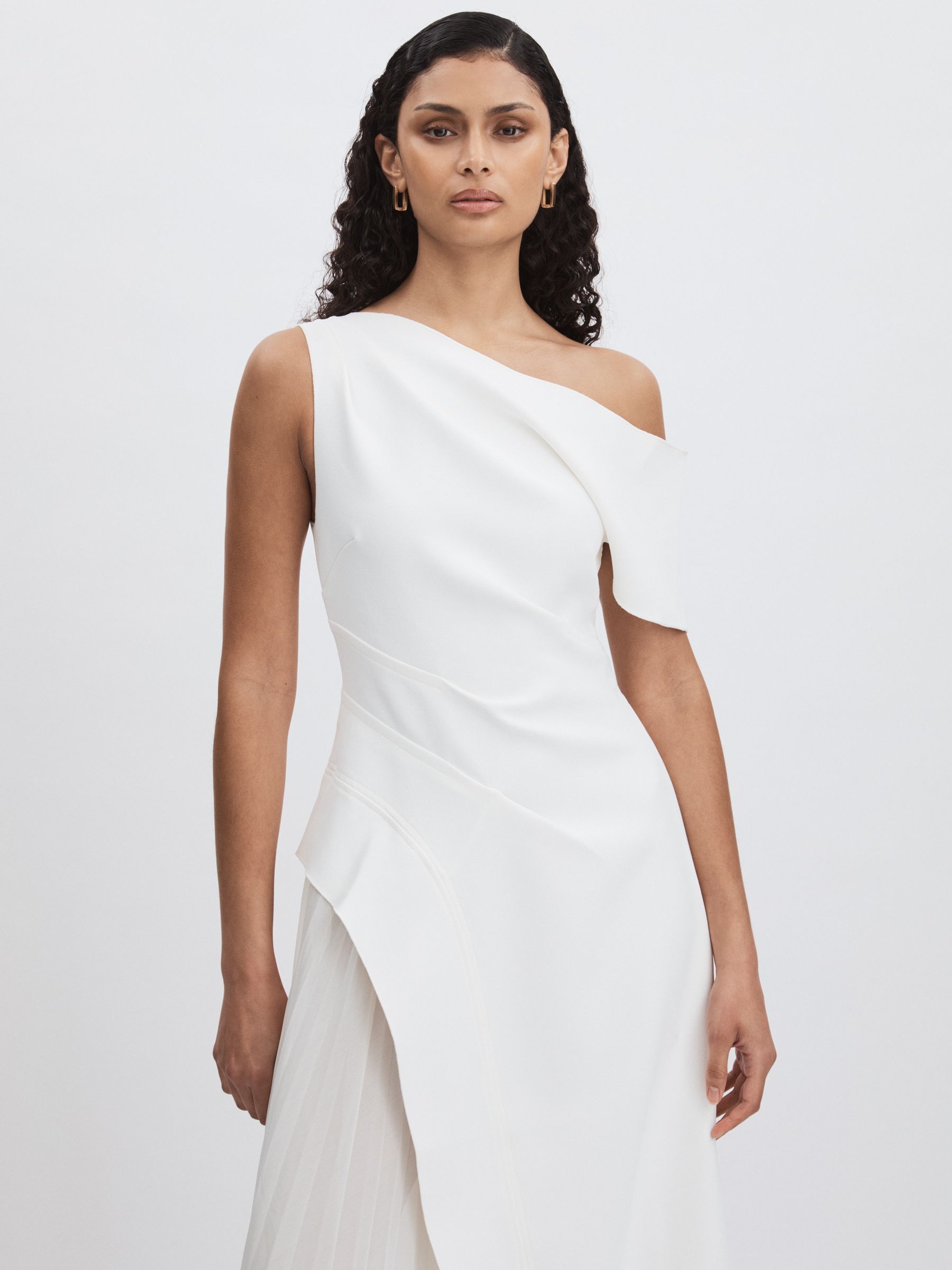 Sudden Midi Dress with Contrast Skirt in Cream