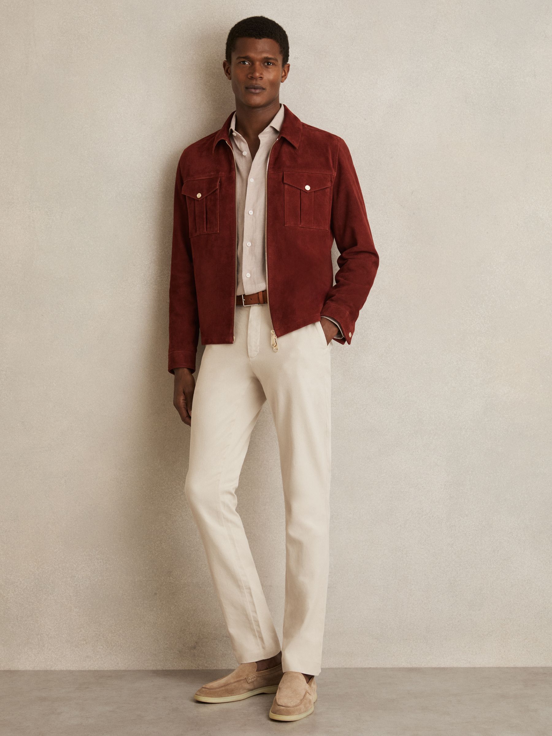 Cotton-Piqué Slim-Fit Chinos in Off White