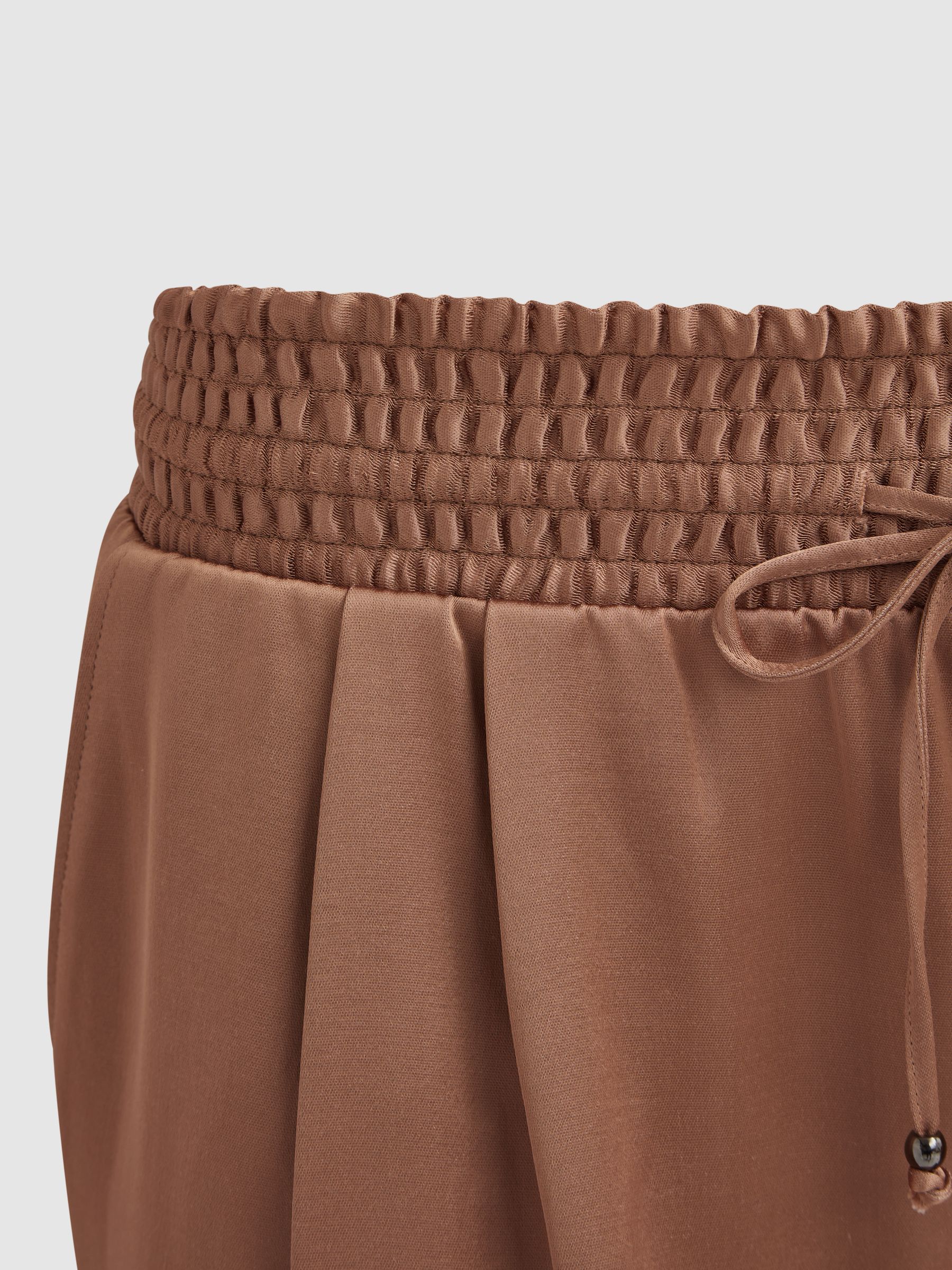 Paige Elasticated Wide Leg Suit Trousers in Camel