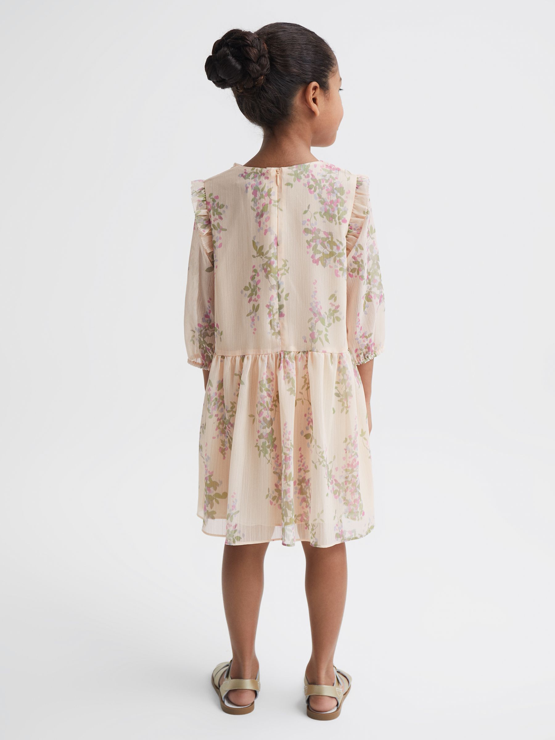 9-12 yrs Chiffon Print Dress in Pink Print