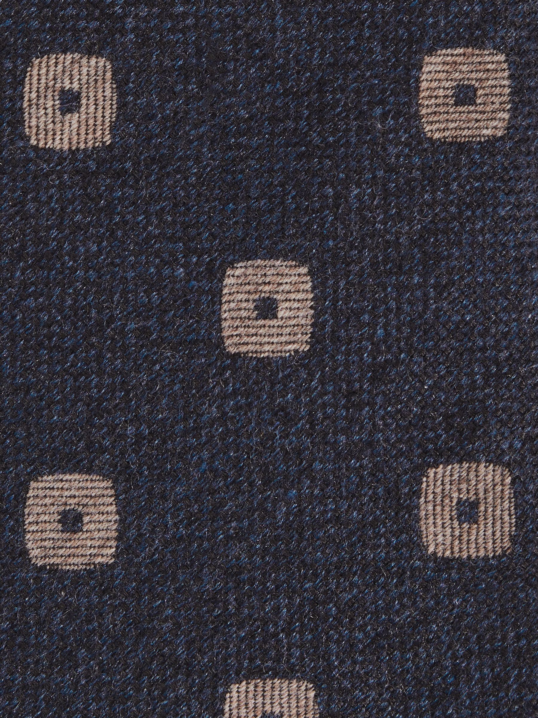 Silk-Wool Square-Medallion Tie in Navy