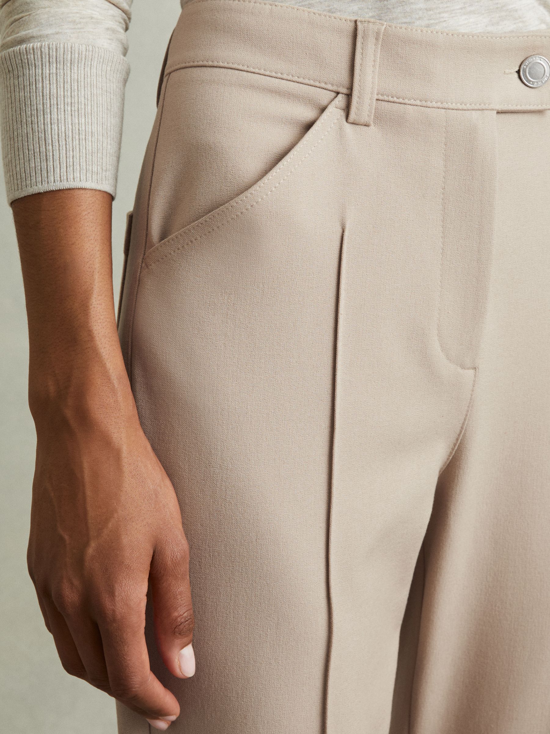 High Rise Flared Trousers in Neutral