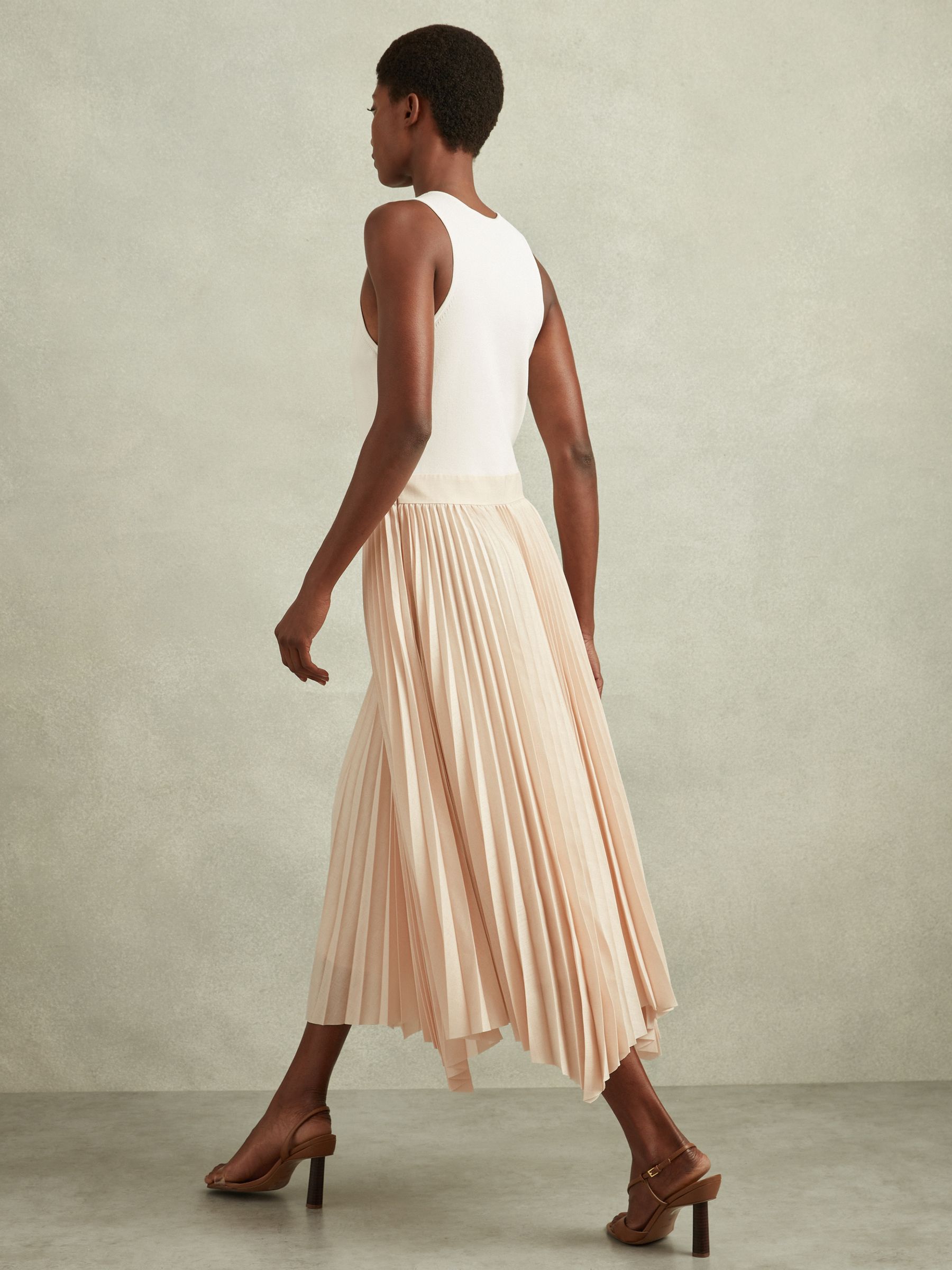 Hybrid Knitted Midi Dress in Ivory/Nude