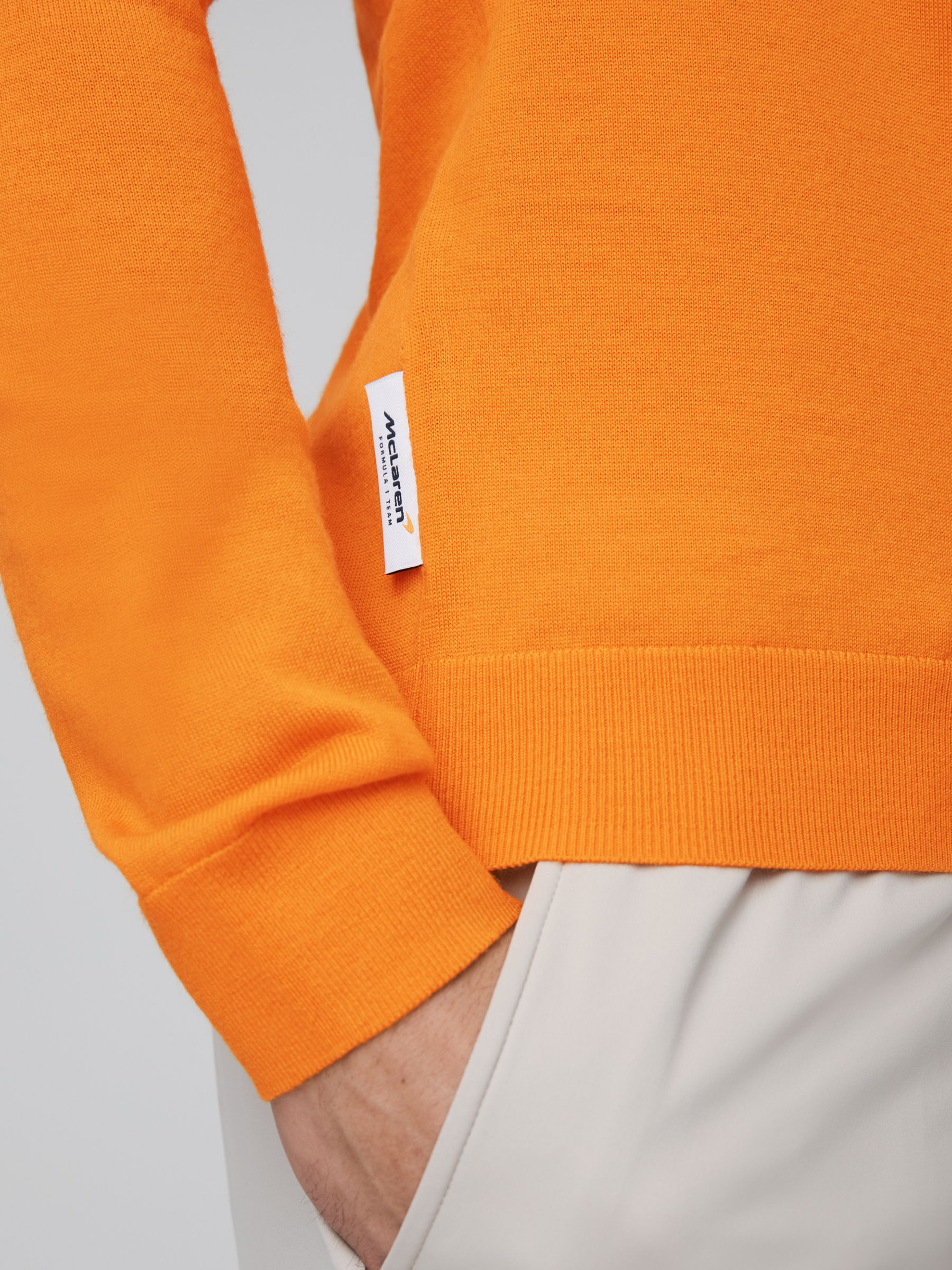 McLaren F1 Merino Half-Zip Funnel Neck Jumper in Papaya