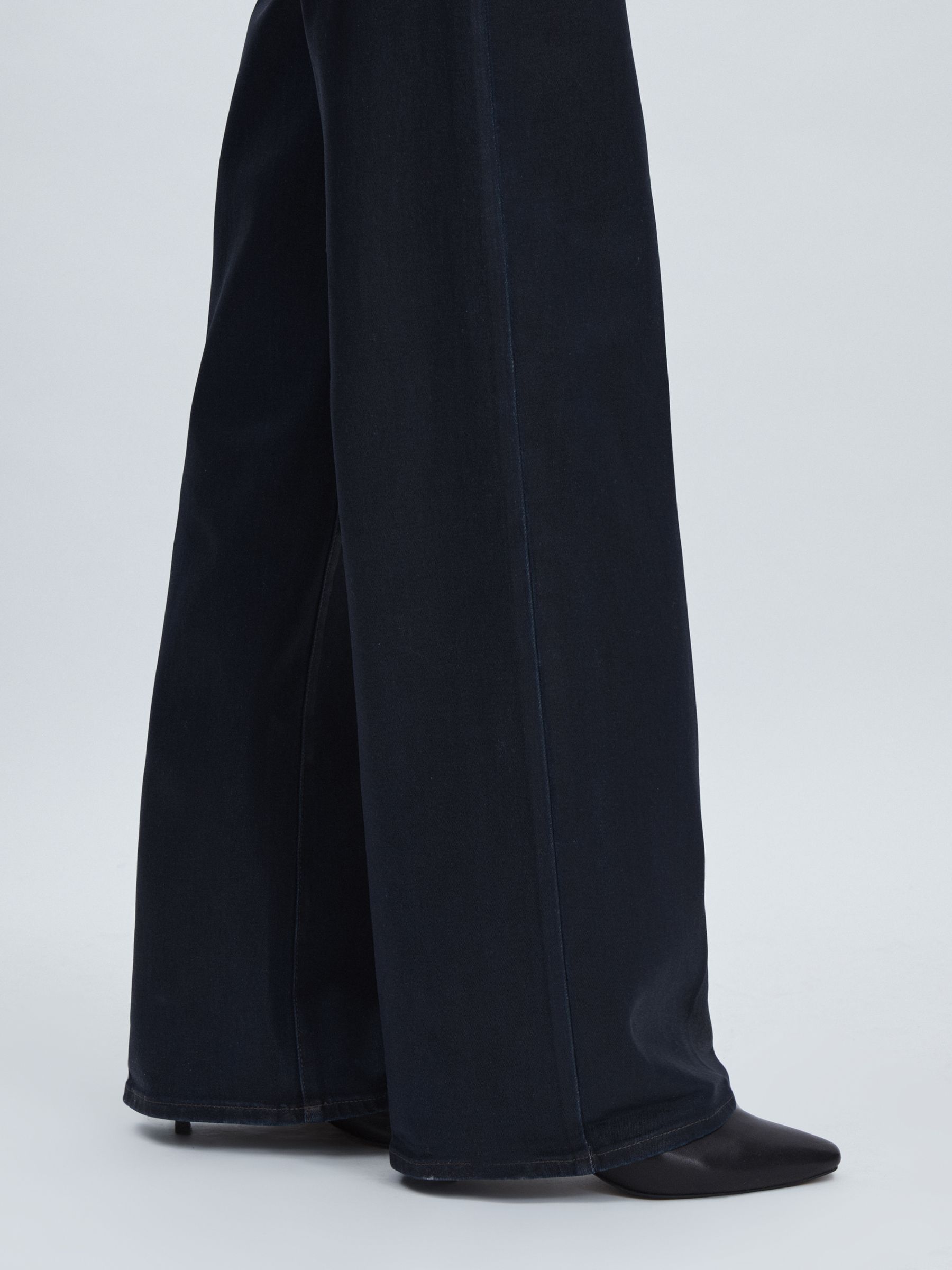 Paige Wide-Leg Coated Jeans in Glazed Indigo