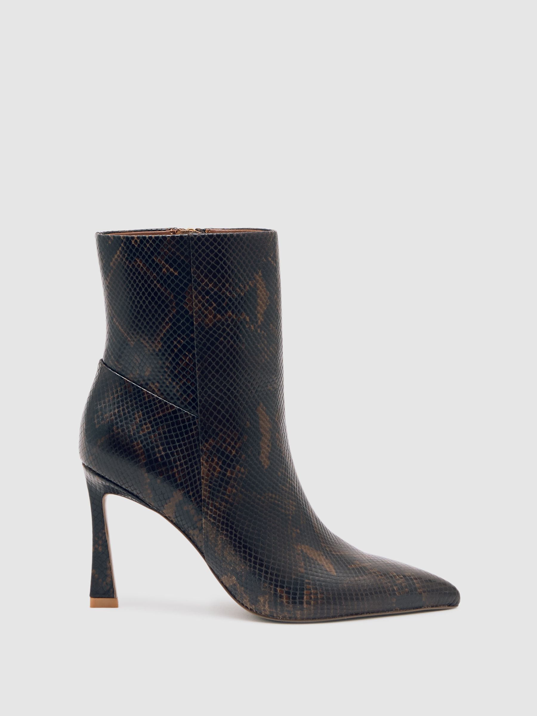 Knee High Leather Boots in Snake