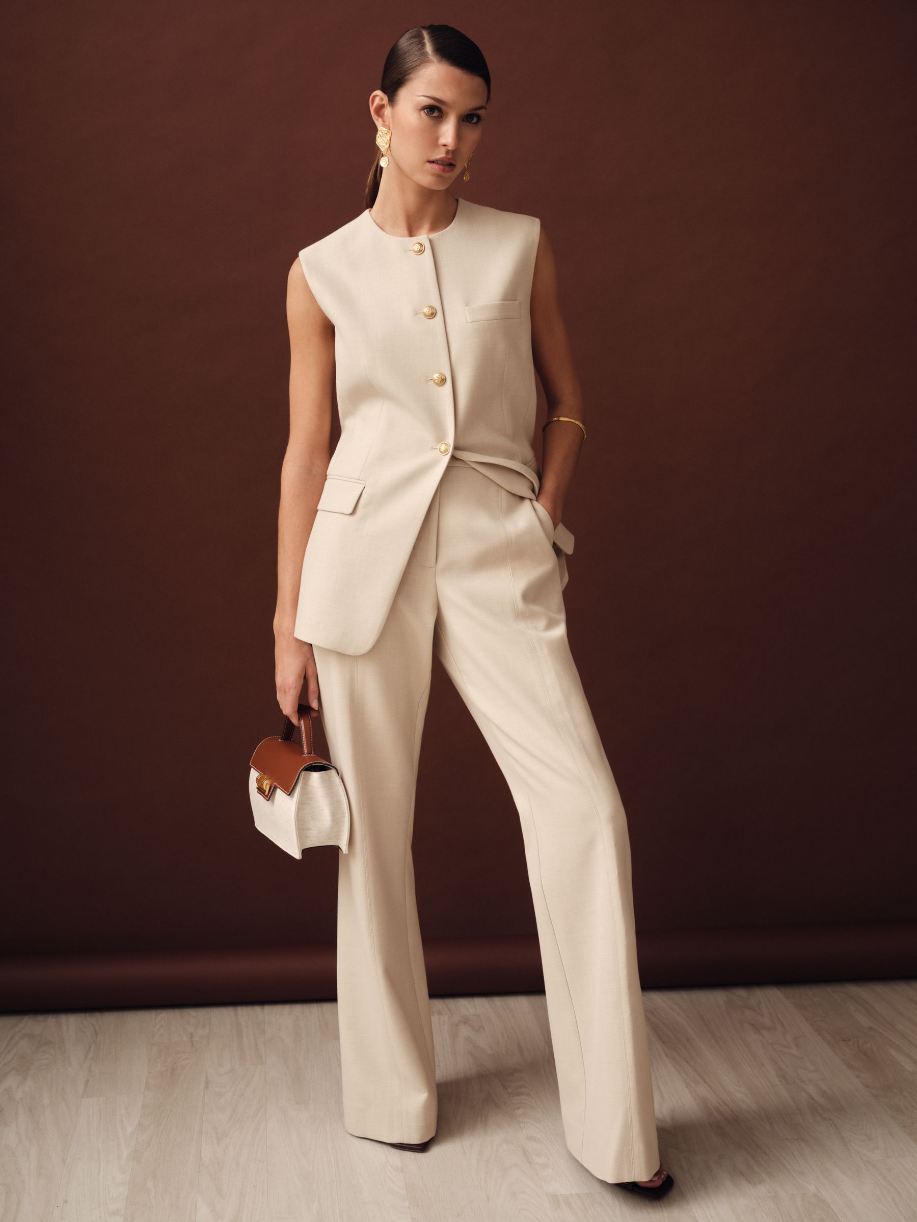 Flared Tailored Trousers in Neutral
