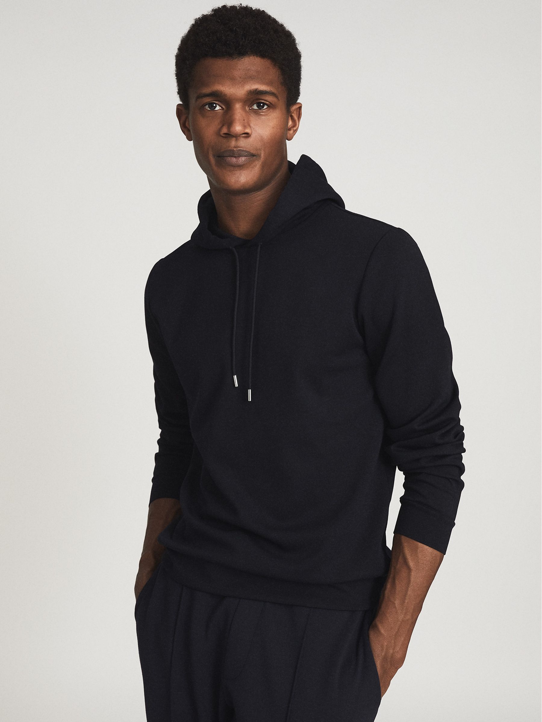 Neoprene Loungewear Hoodie in Navy