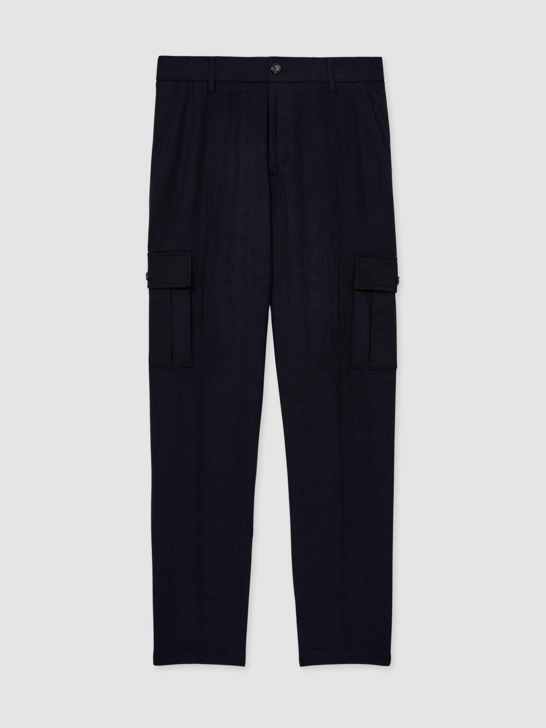 Les Deux Wool-Blend Cargo Suit Trousers in Navy Melange