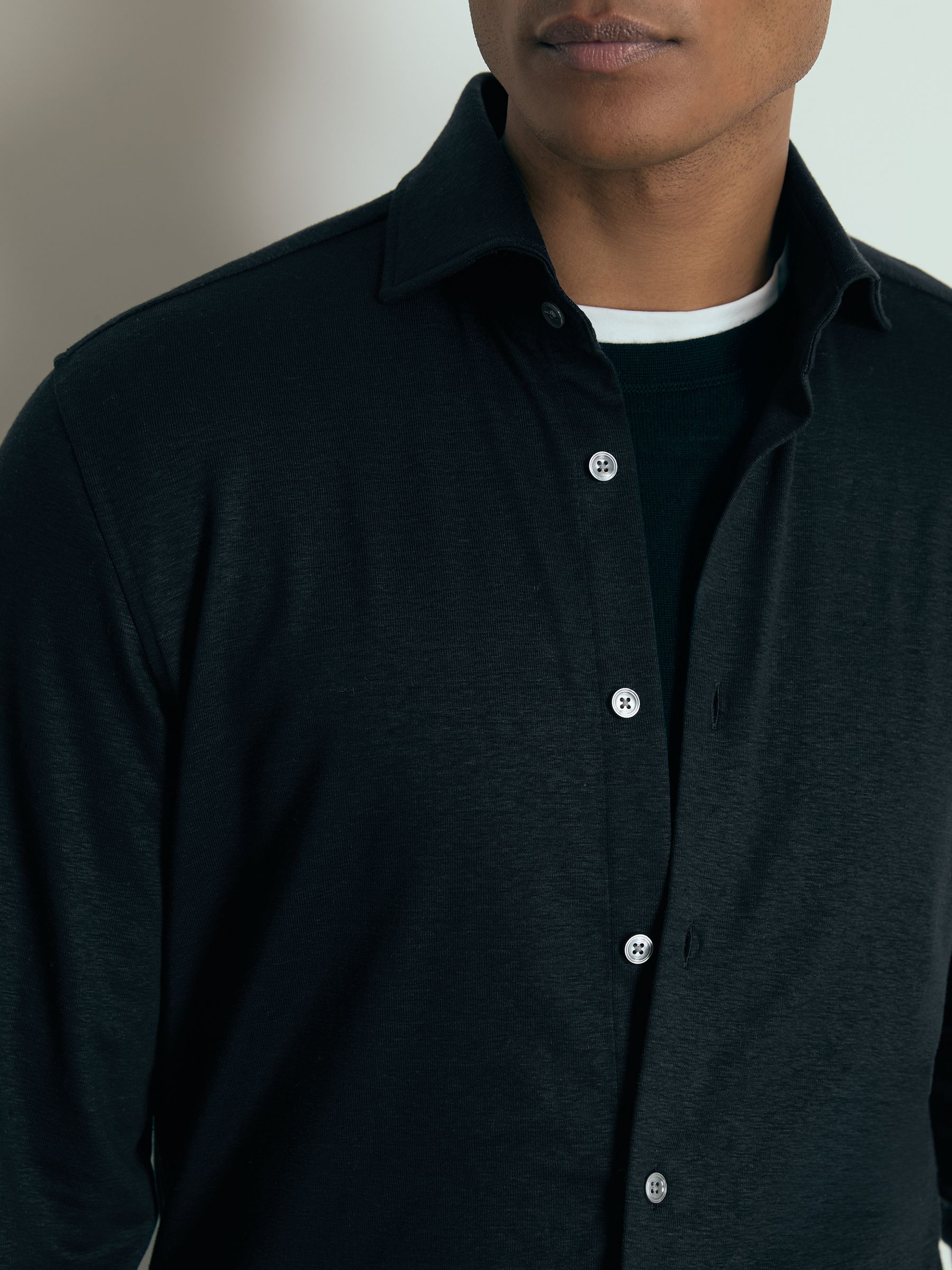 Atelier Linen-Blend-Jersey Shirt in Navy