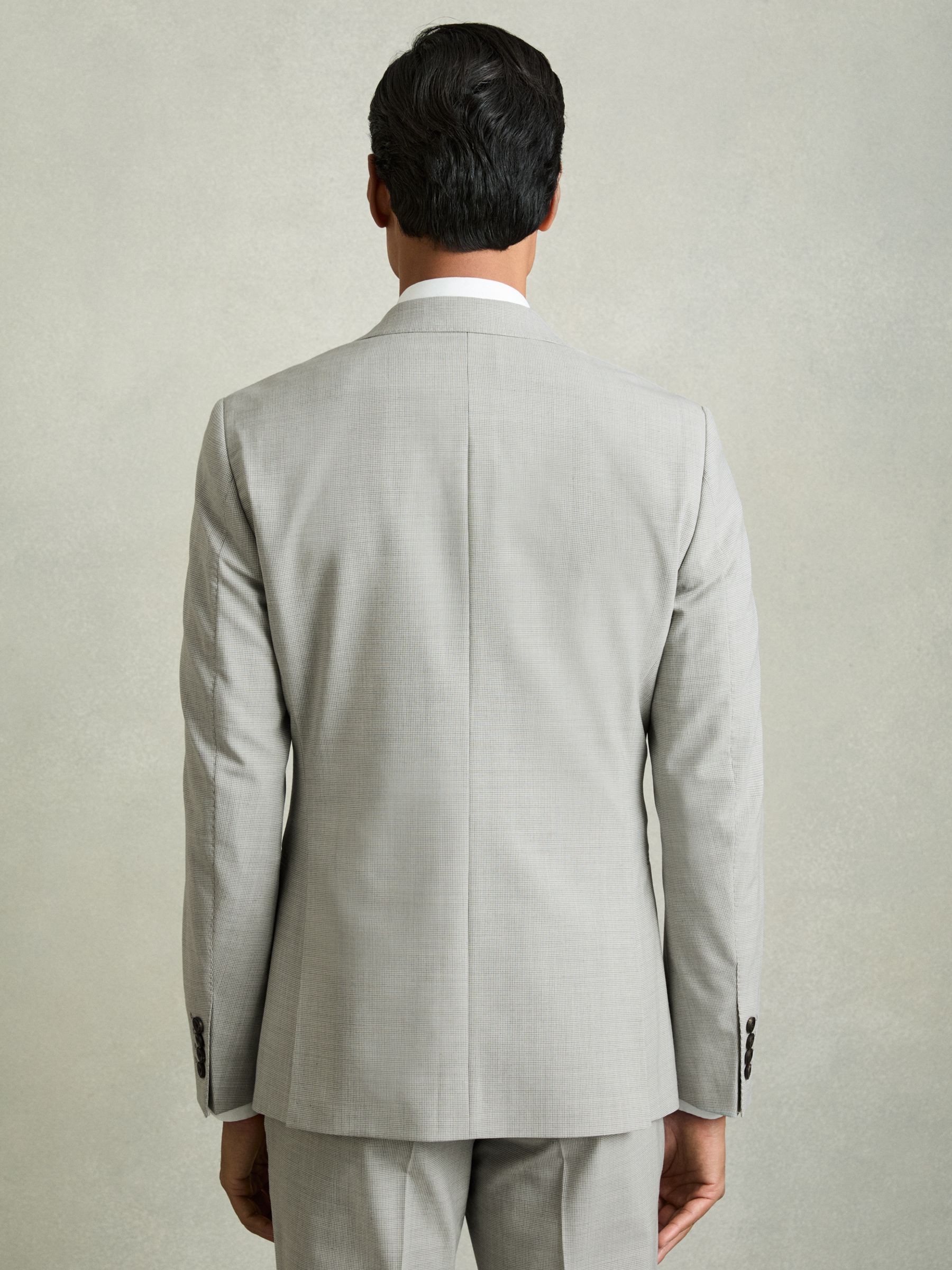 Single-Breasted Check Suit Blazer Slim-Fit in Grey