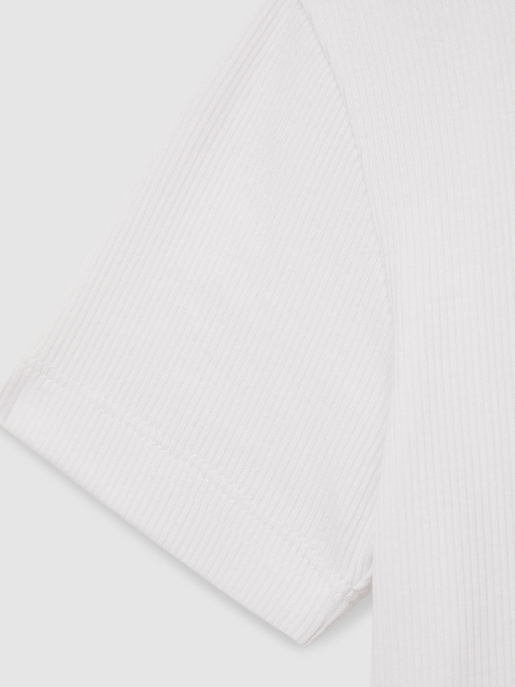 4-9 yrs Cotton-Jersey Ribbed Short-Sleeve T-Shirt in Ivory