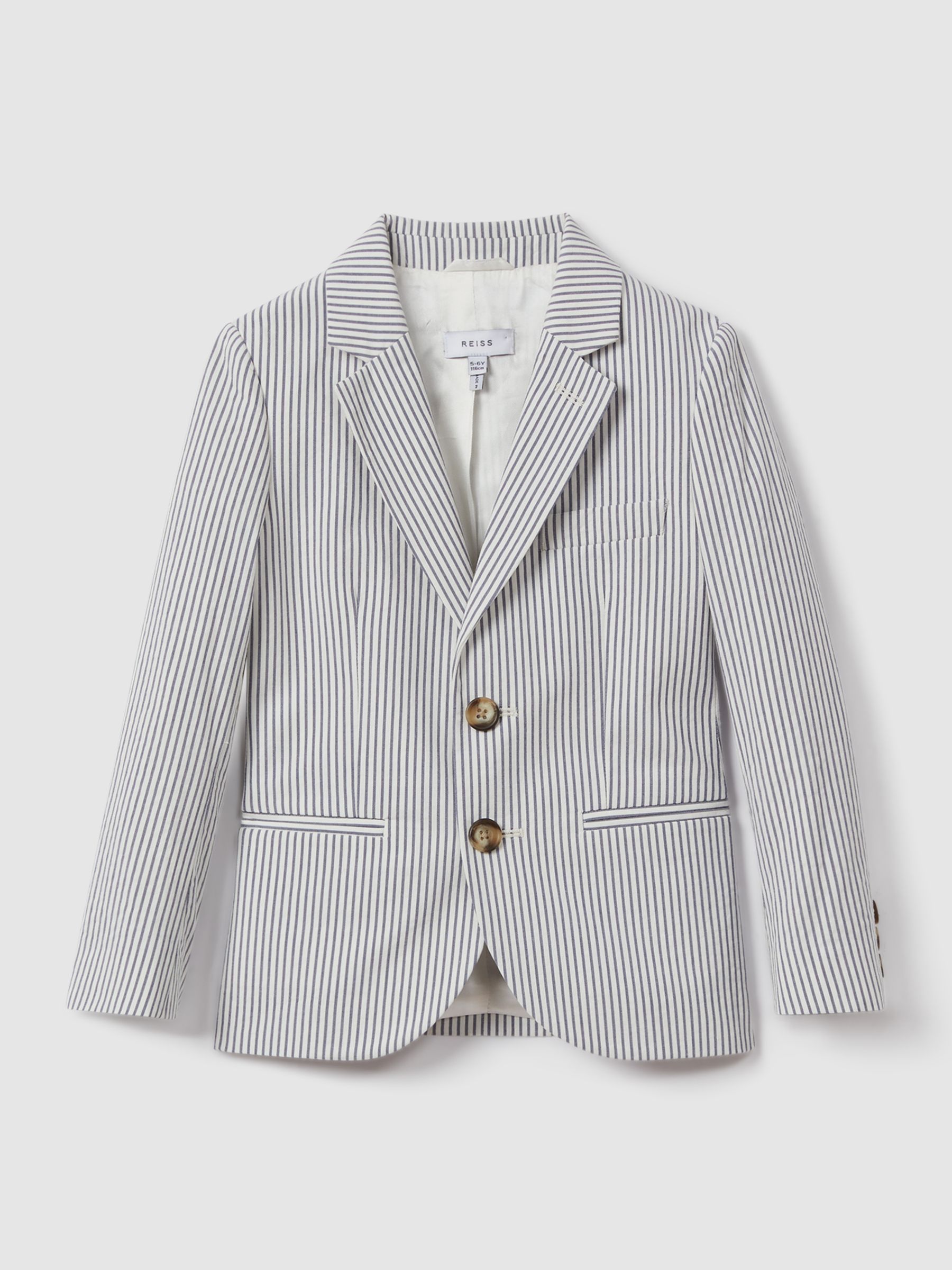 9-13 yrs Single Breasted Seersucker Blazer in Soft Blue