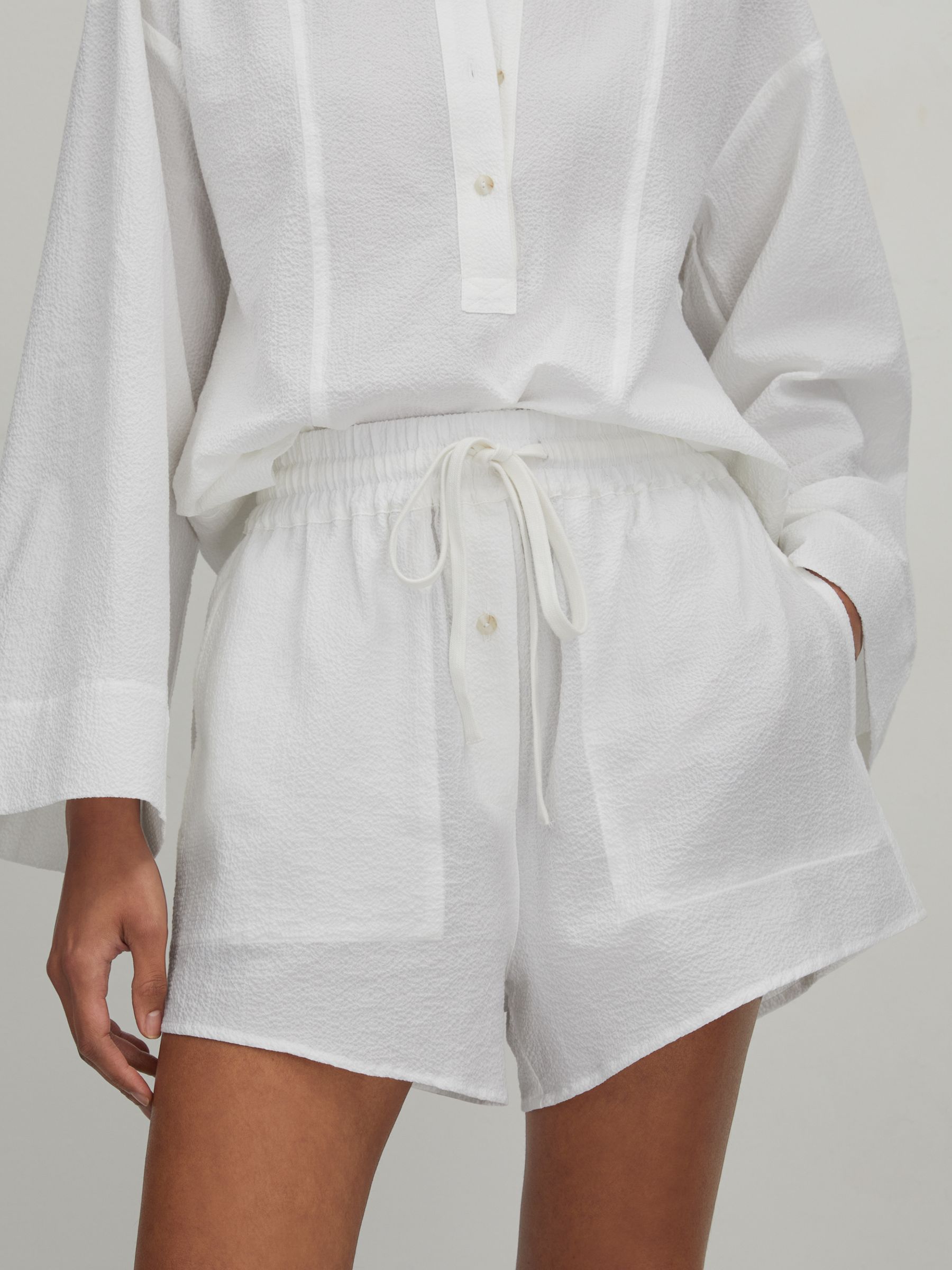 Bondi Born Cotton Blend Drawstring Shorts in White