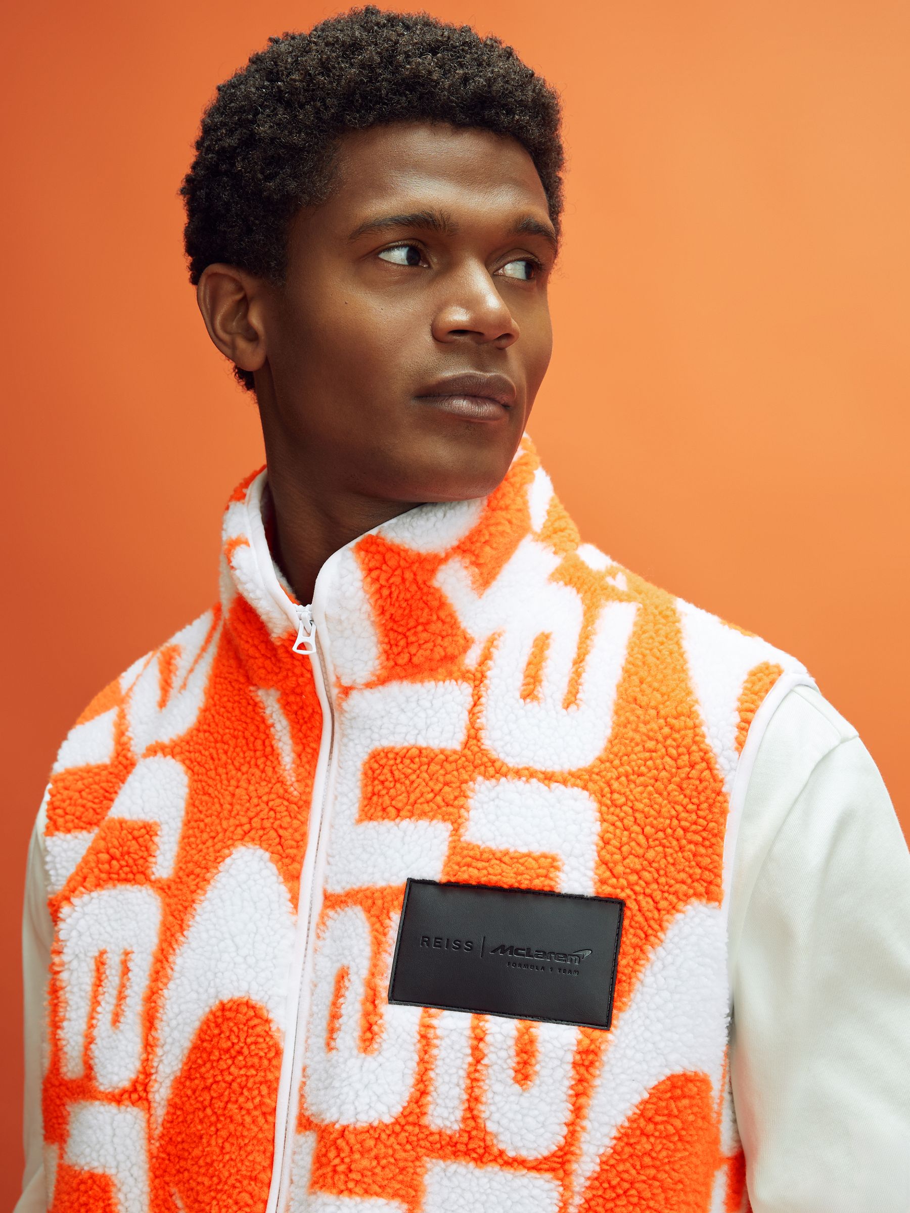 McLaren F1 Zip-Through Fleece Gilet in Papaya/White