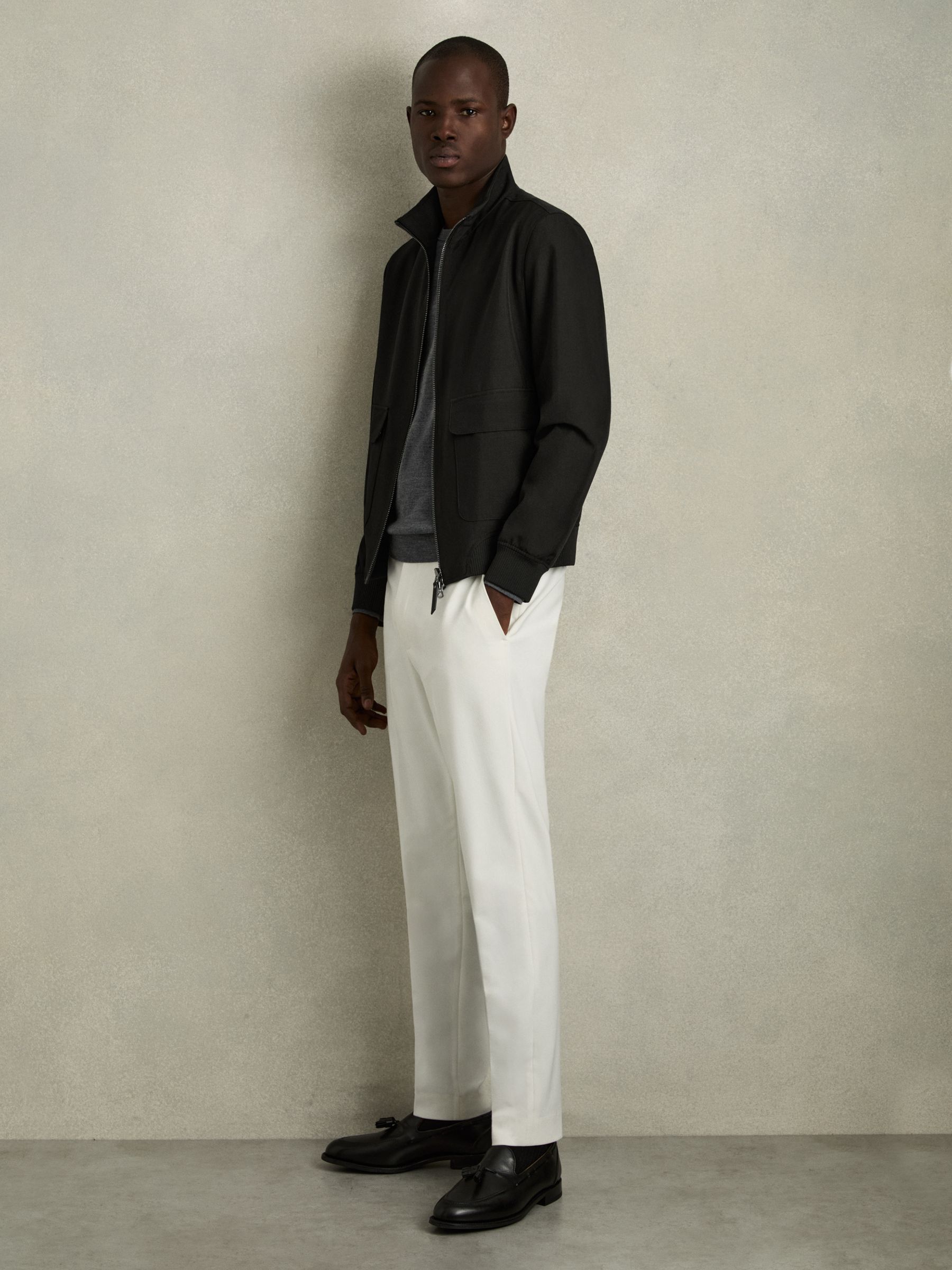 Zip-Through Funnel-Neck Jacket in Black