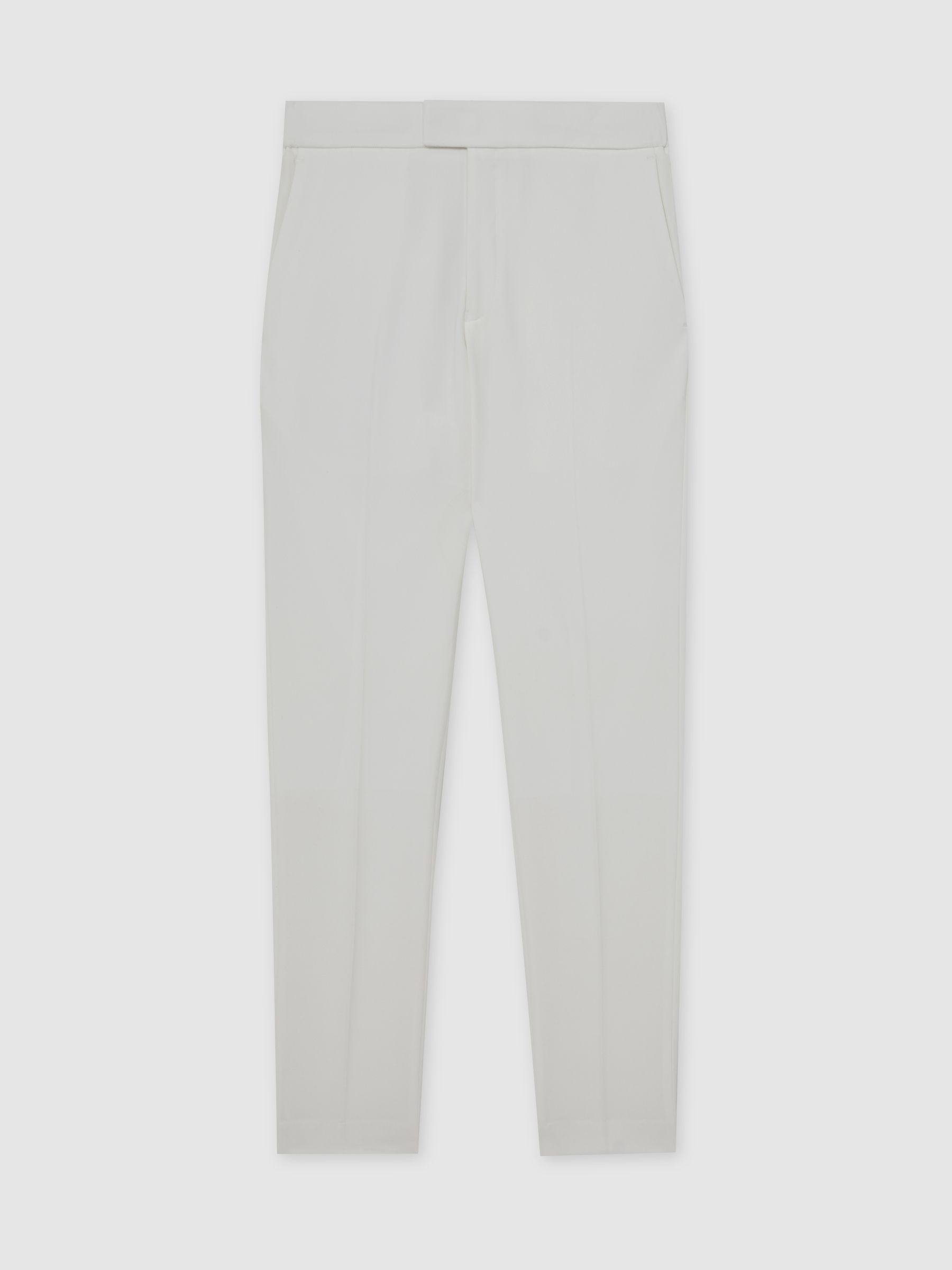Stretch Slim Fit Drawstring Trousers in White