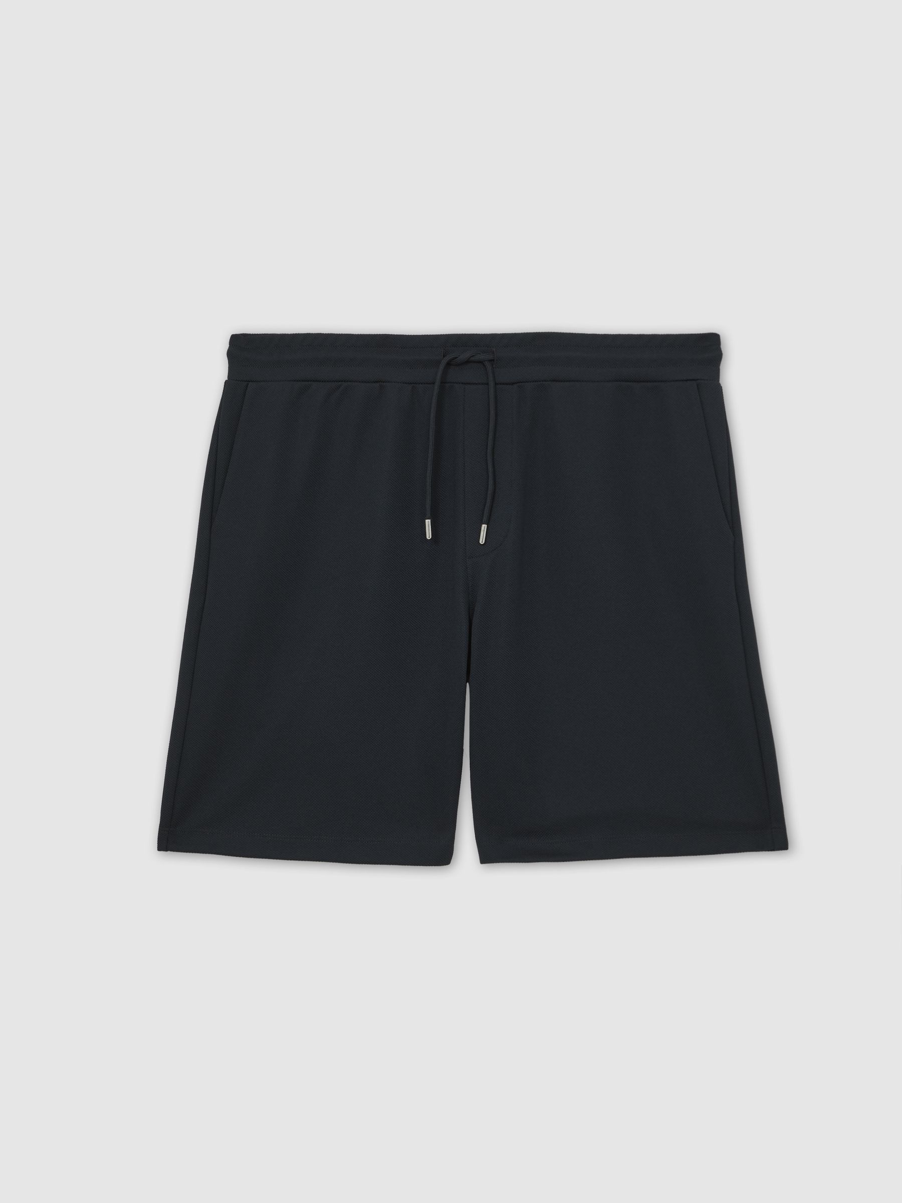Textured Drawstring Shorts in Navy