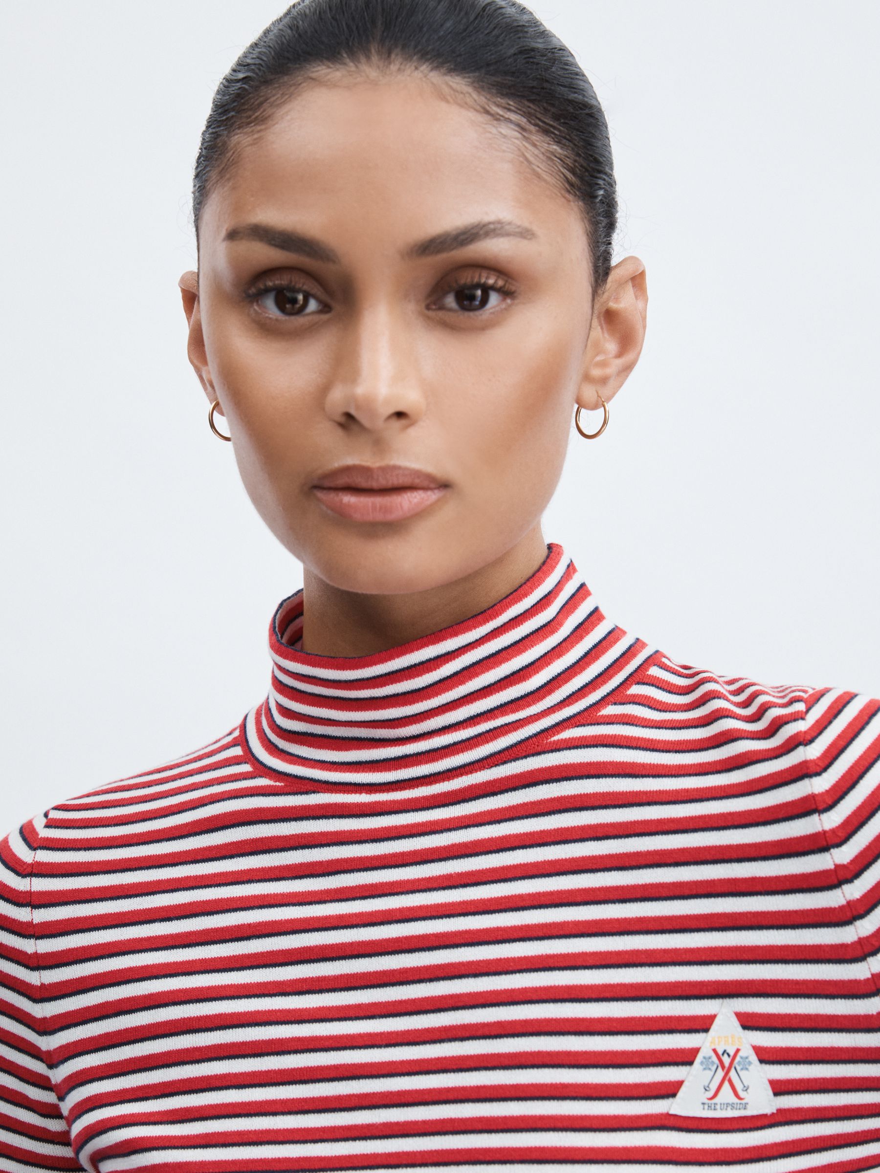 The Upside Organic-Cotton Striped Knit Top in Red Stripe