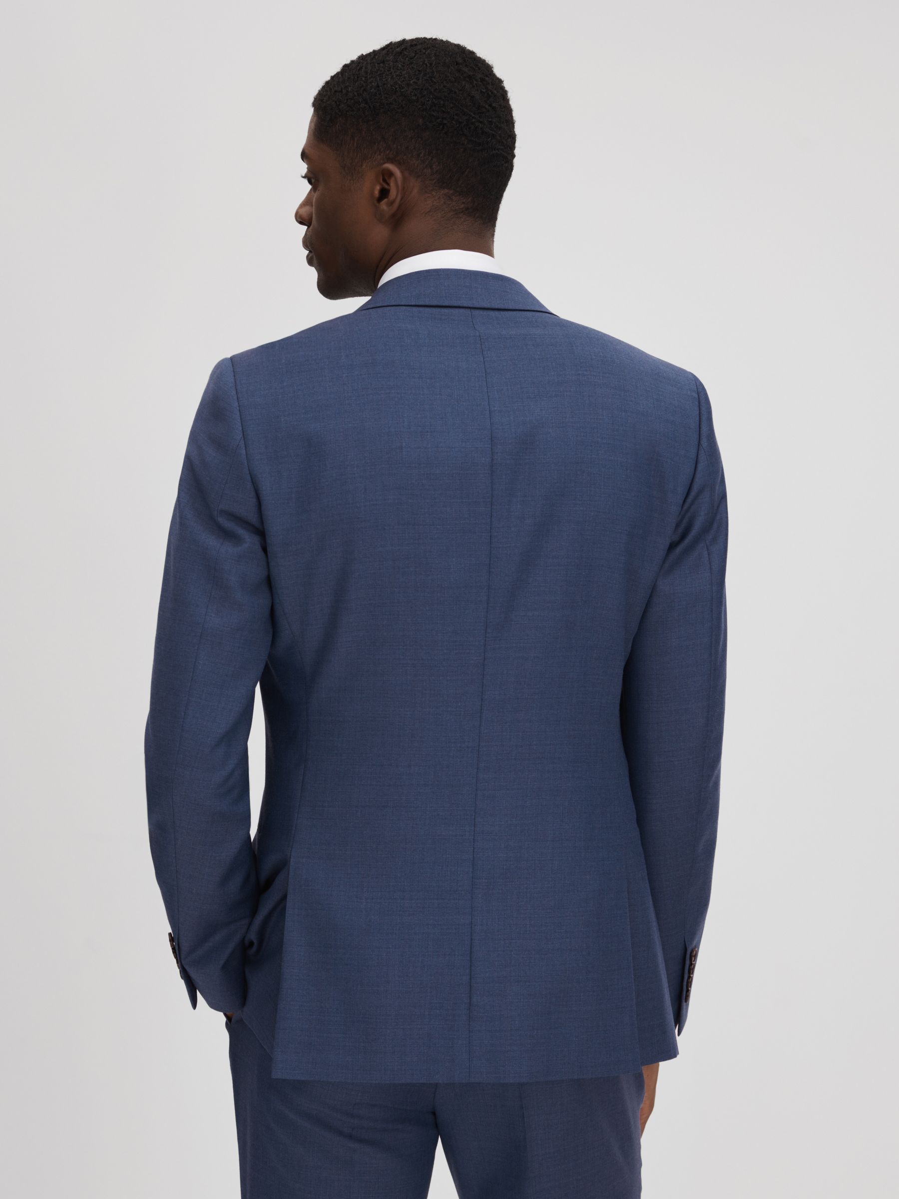 Slim Fit Wool Single Breasted Blazer in Bright Blue
